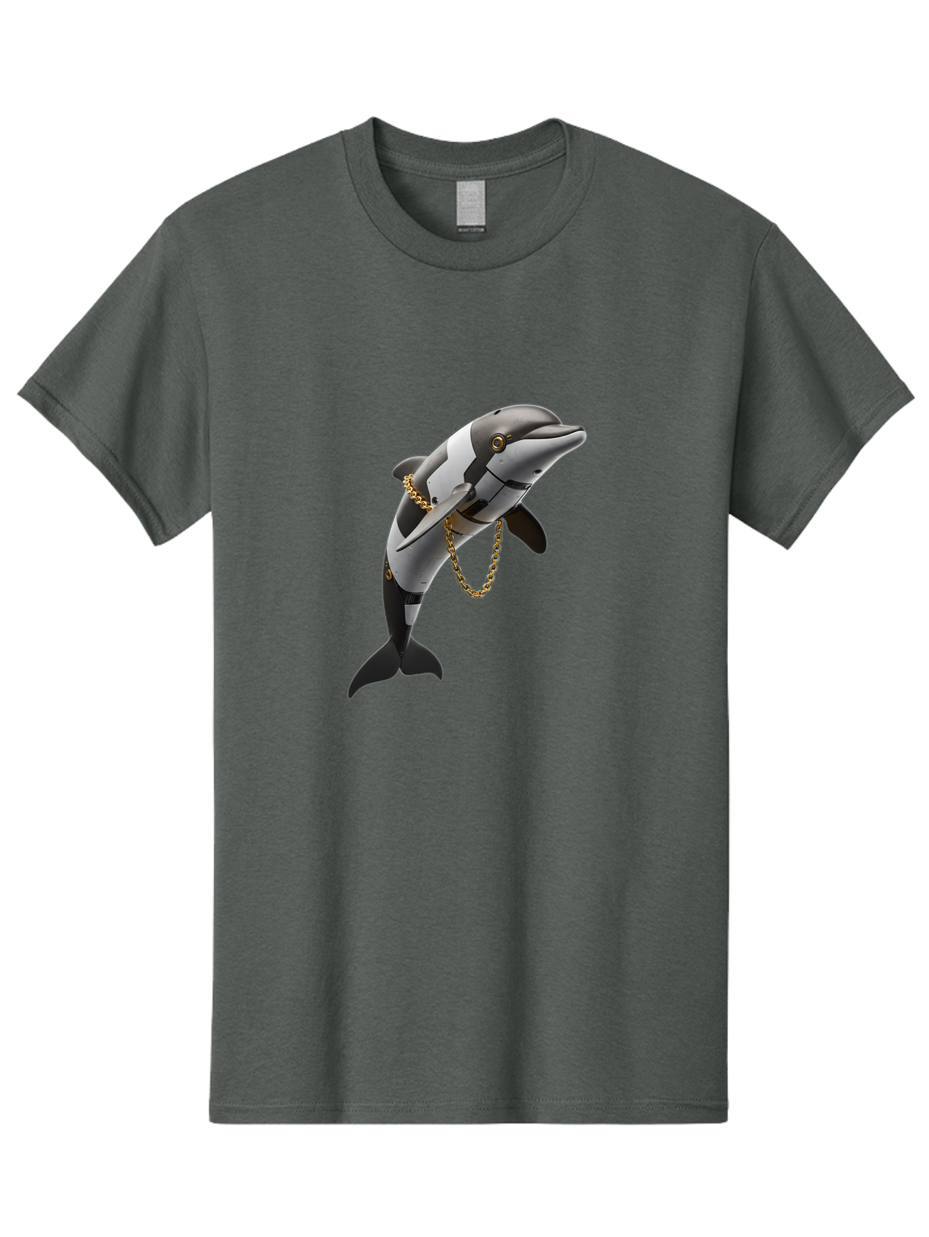 Dolphin-With-Chain-1 Men'S Graphic Tee, 100% Cotton, Comfortable Casual Summer Wear, Machine Washable, Vintage Camera, Old Camera, Antique Camera, Black Camera, Classic Photography, Photography Equipment, Nostalgic Device, Film Camera, Bam317