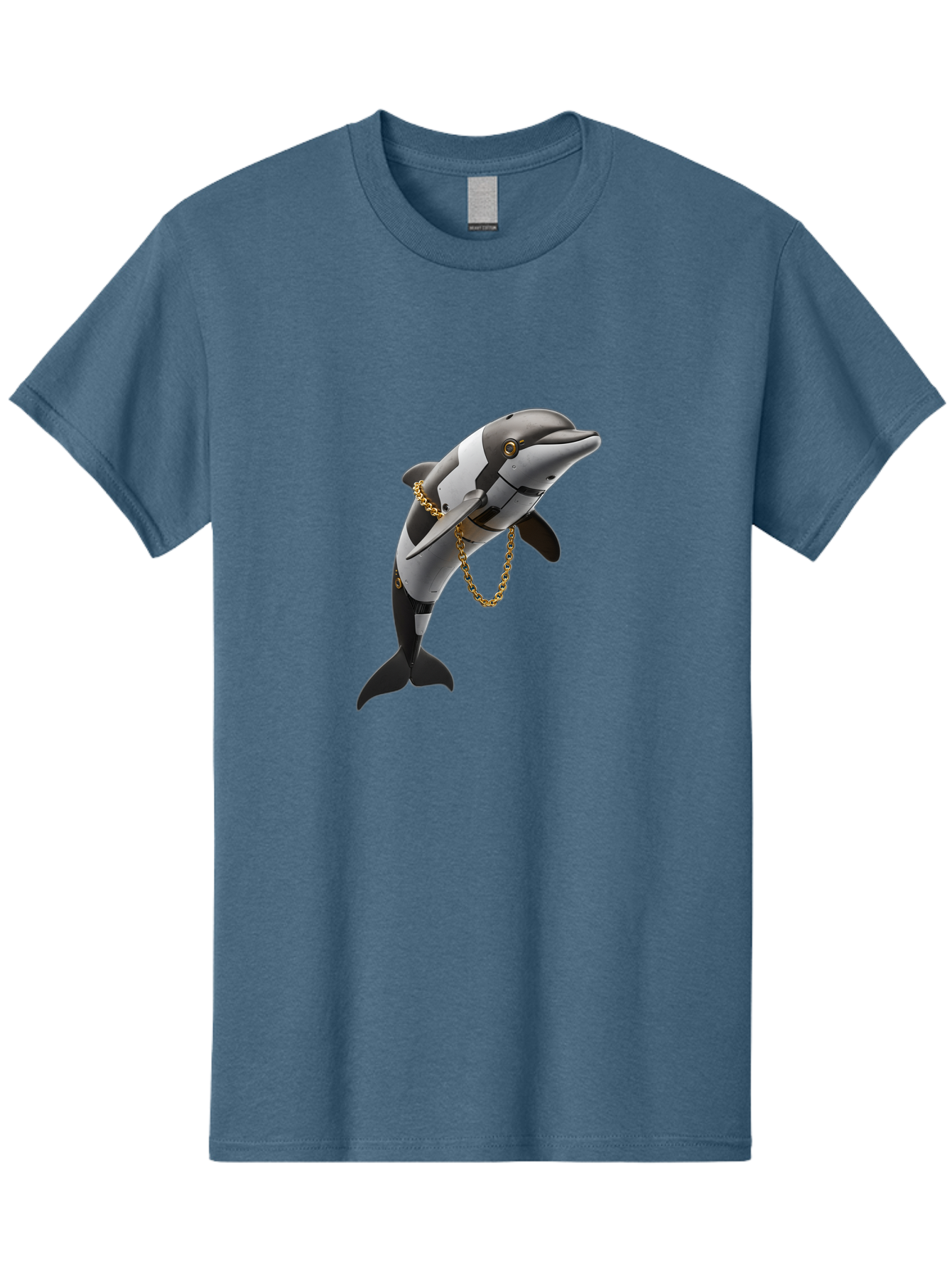 Dolphin-With-Chain-1 Men'S Graphic Tee, 100% Cotton, Comfortable Casual Summer Wear, Machine Washable, Vintage Camera, Old Camera, Antique Camera, Black Camera, Classic Photography, Photography Equipment, Nostalgic Device, Film Camera, Bam317