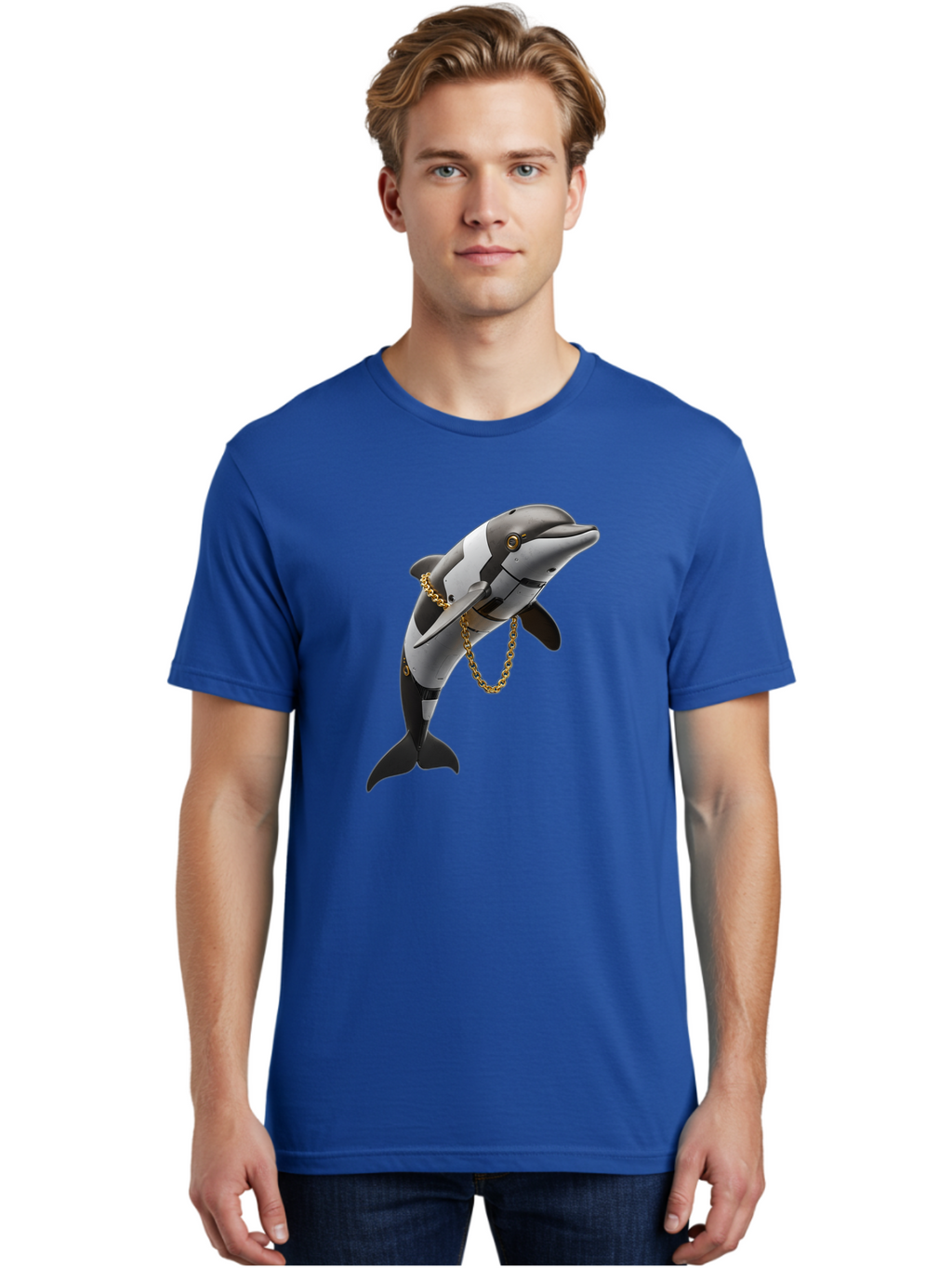 Dolphin-With-Chain-1 Men'S Graphic Tee, 100% Cotton, Comfortable Casual Summer Wear, Machine Washable, Vintage Camera, Old Camera, Antique Camera, Black Camera, Classic Photography, Photography Equipment, Nostalgic Device, Film Camera, Bam317