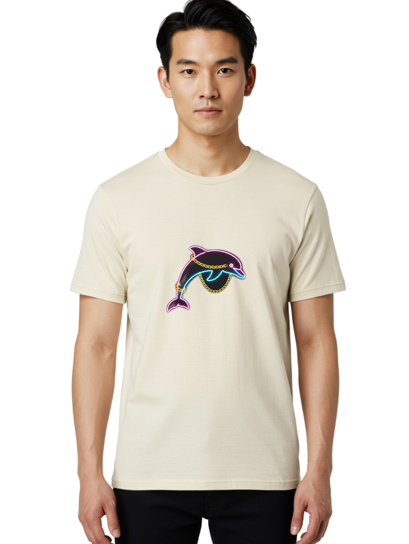Dolphin-With-Chain Men'S Graphic Tee, 100% Cotton, Comfortable Casual Summer Wear, Machine Washable, Vintage Camera, Old Camera, Antique Camera, Black Camera, Classic Photography, Photography Equipment, Nostalgic Device, Film Camera, Bam318