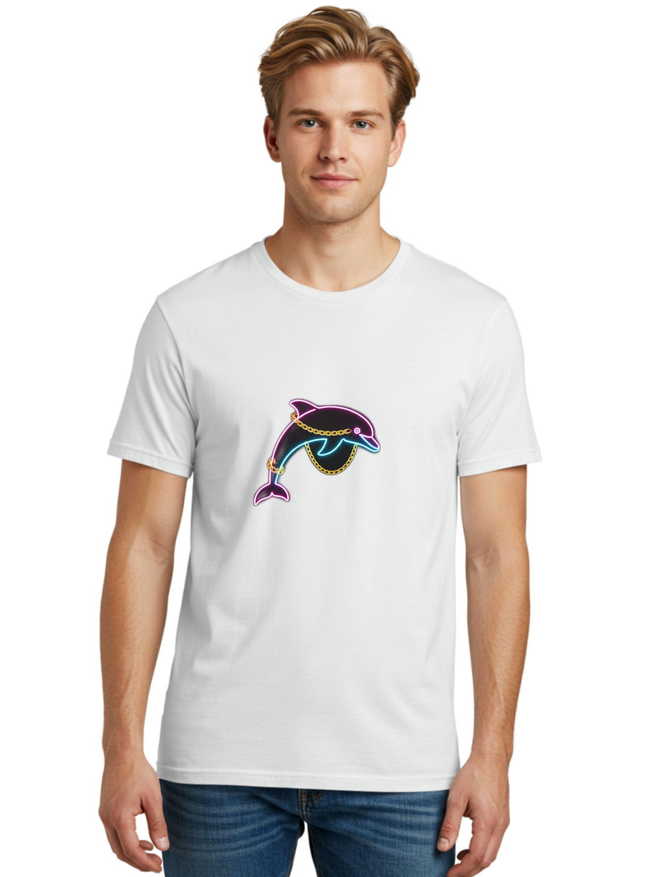 Dolphin-With-Chain Men'S Graphic Tee, 100% Cotton, Comfortable Casual Summer Wear, Machine Washable, Vintage Camera, Old Camera, Antique Camera, Black Camera, Classic Photography, Photography Equipment, Nostalgic Device, Film Camera, Bam318