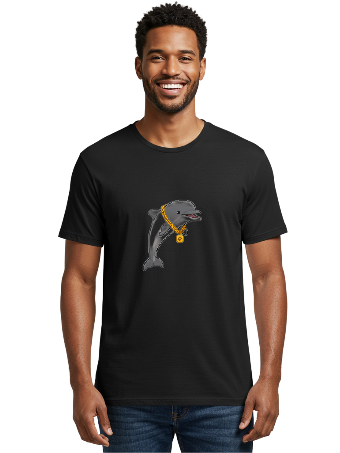 Dolphin-With-Gold Men'S Graphic Tee, 100% Cotton, Comfortable Casual Summer Wear, Machine Washable, Vintage Camera, Old Camera, Antique Camera, Black Camera, Classic Photography, Photography Equipment, Nostalgic Device, Film Camera, Camera Art Bam319