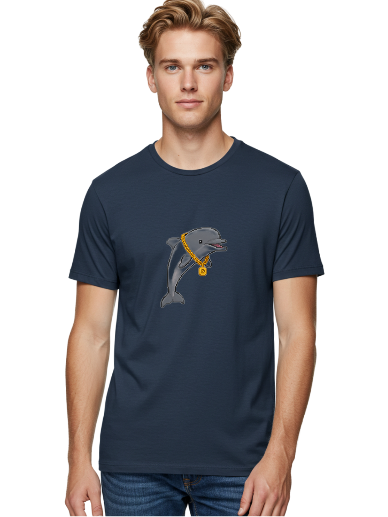 Dolphin-With-Gold Men'S Graphic Tee, 100% Cotton, Comfortable Casual Summer Wear, Machine Washable, Vintage Camera, Old Camera, Antique Camera, Black Camera, Classic Photography, Photography Equipment, Nostalgic Device, Film Camera, Camera Art Bam319