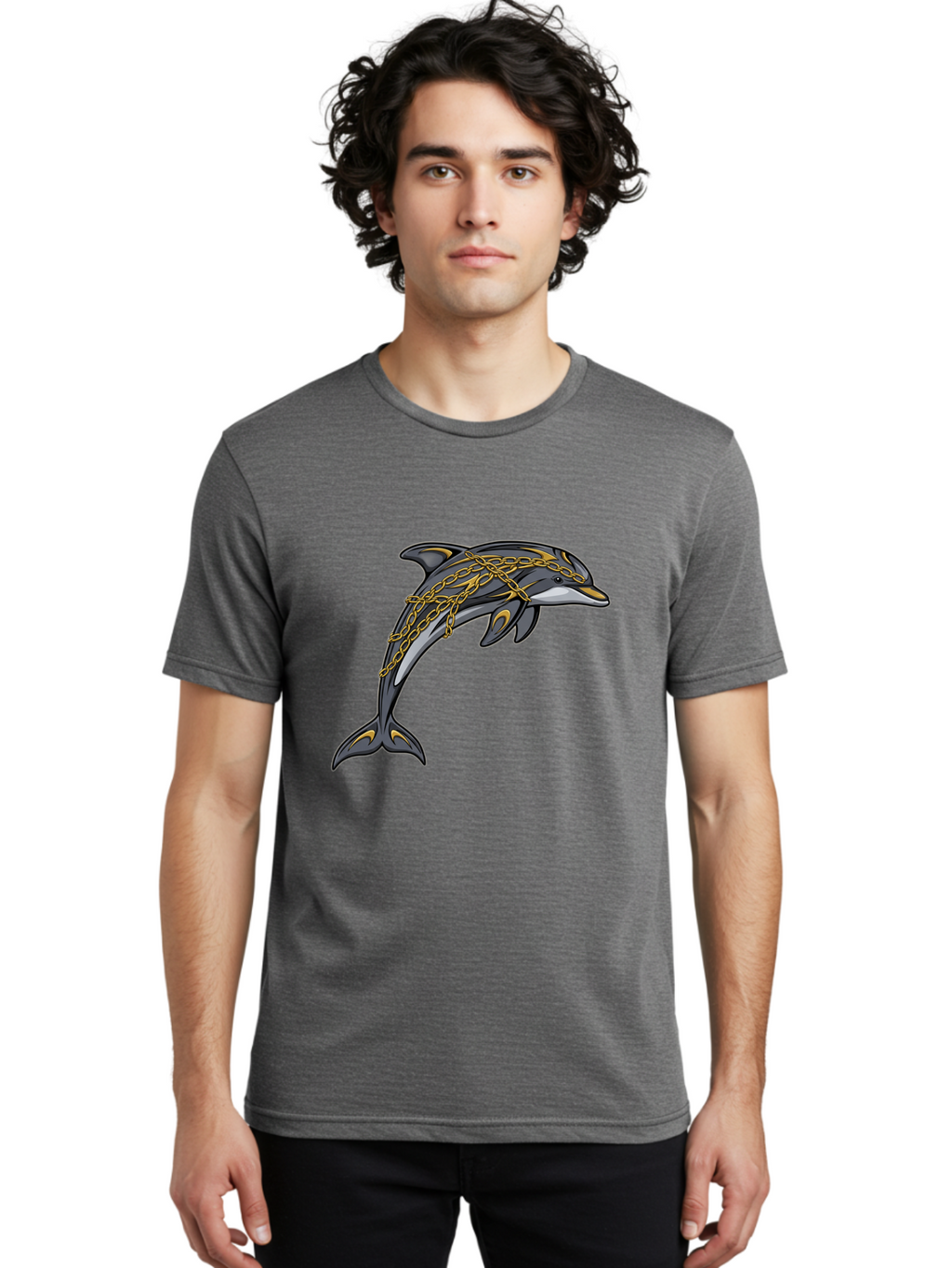Dolphin-Wrapped-In-Chains Men'S Graphic Tee, 100% Cotton, Comfortable Casual Summer Wear, Machine Washable, Vintage Camera, Old Camera, Antique Camera, Black Camera, Classic Photography, Photography Equipment, Nostalgic Device, Film Camera, Bam320