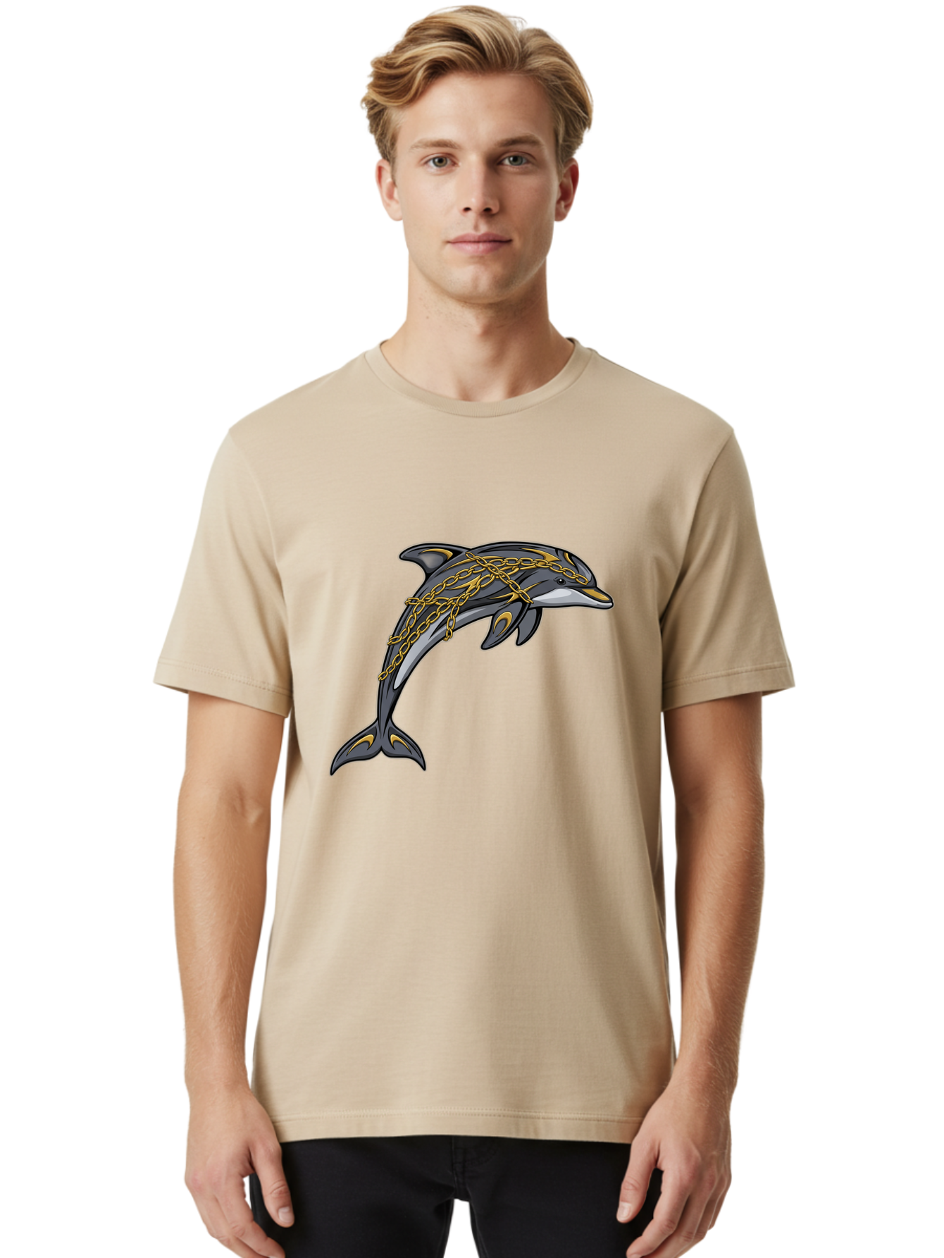 Dolphin-Wrapped-In-Chains Men'S Graphic Tee, 100% Cotton, Comfortable Casual Summer Wear, Machine Washable, Vintage Camera, Old Camera, Antique Camera, Black Camera, Classic Photography, Photography Equipment, Nostalgic Device, Film Camera, Bam320