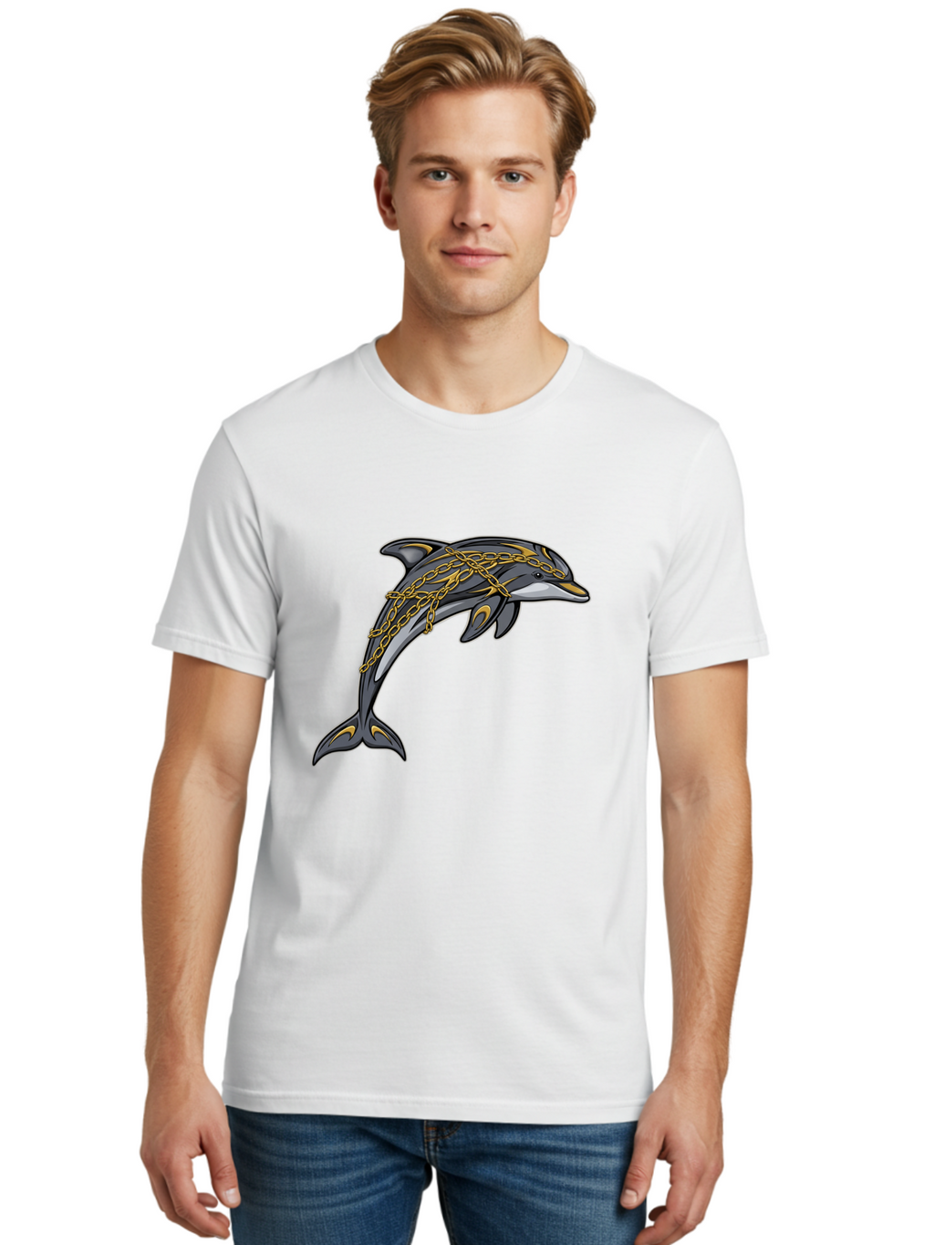 Dolphin-Wrapped-In-Chains Men'S Graphic Tee, 100% Cotton, Comfortable Casual Summer Wear, Machine Washable, Vintage Camera, Old Camera, Antique Camera, Black Camera, Classic Photography, Photography Equipment, Nostalgic Device, Film Camera, Bam320