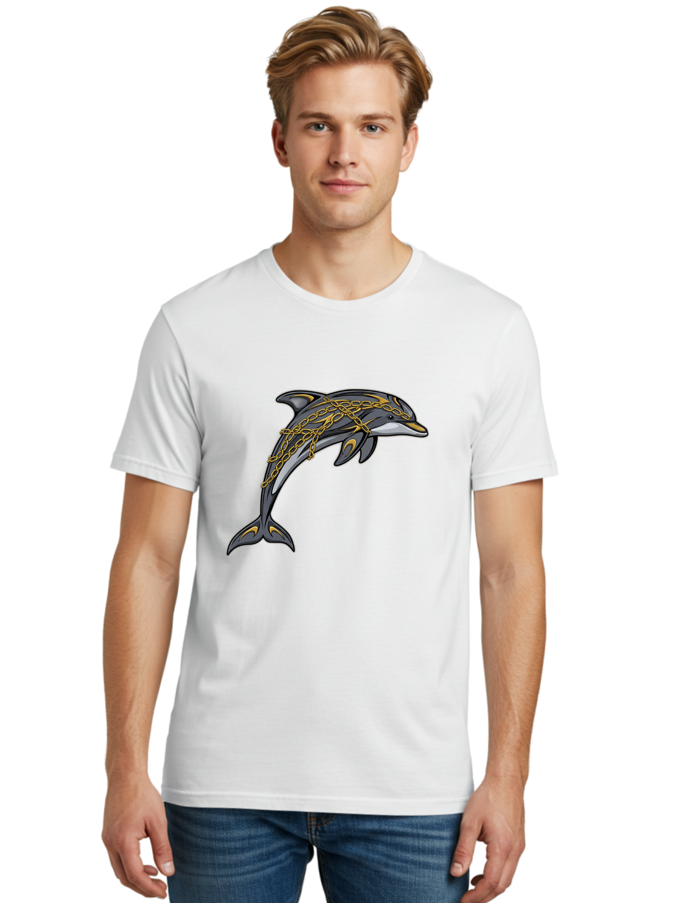 Dolphin-Wrapped-In-Chains Men'S Graphic Tee, 100% Cotton, Comfortable Casual Summer Wear, Machine Washable, Vintage Camera, Old Camera, Antique Camera, Black Camera, Classic Photography, Photography Equipment, Nostalgic Device, Film Camera, Bam320