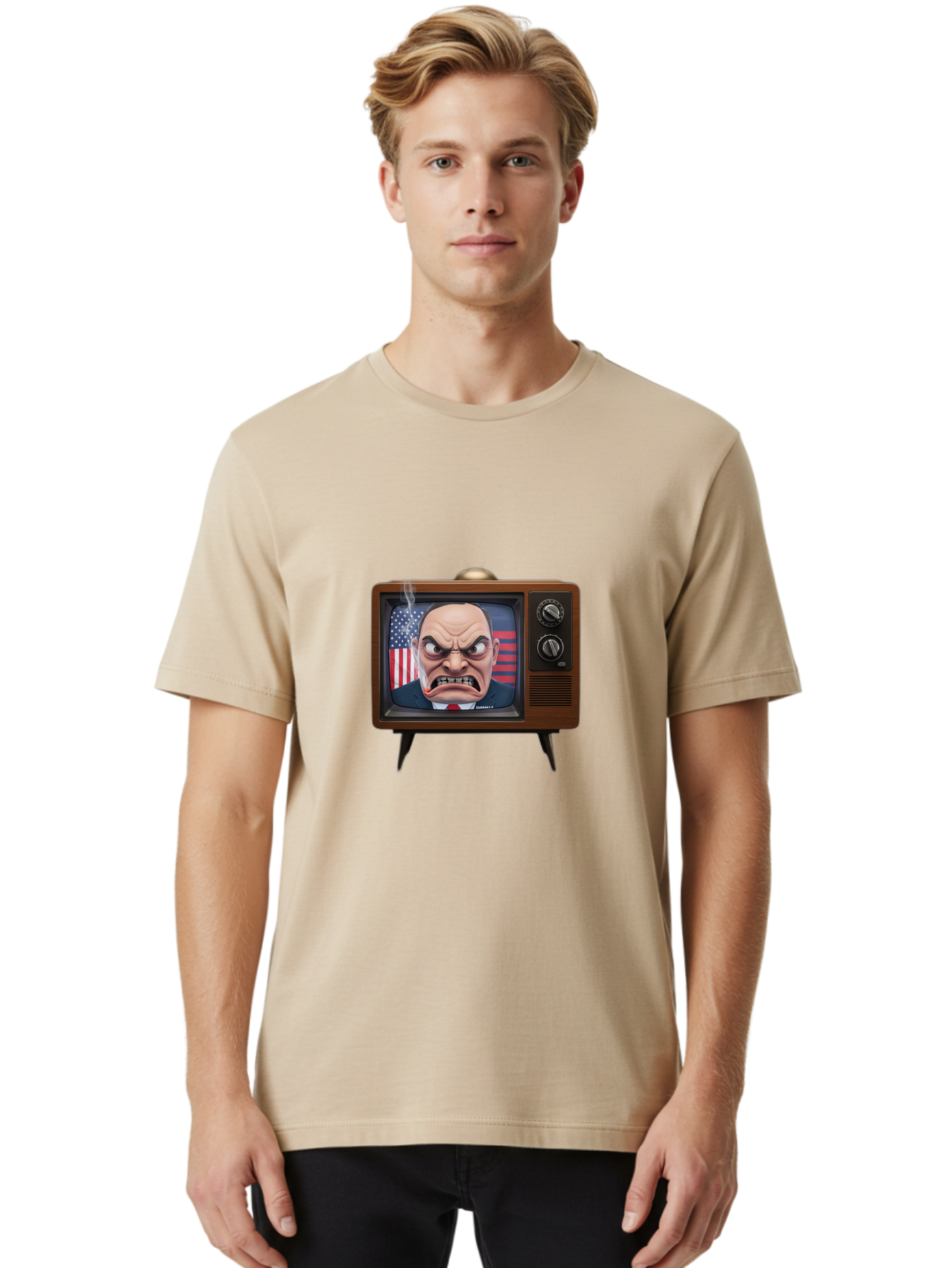 Donald-Trump-Tv Men'S Graphic Tee, 100% Cotton, Comfortable Casual Summer Wear, Machine Washable, Vintage Camera, Old Camera, Antique Camera, Black Camera, Classic Photography, Photography Equipment, Nostalgic Device, Film Camera, Camera Art Bam324
