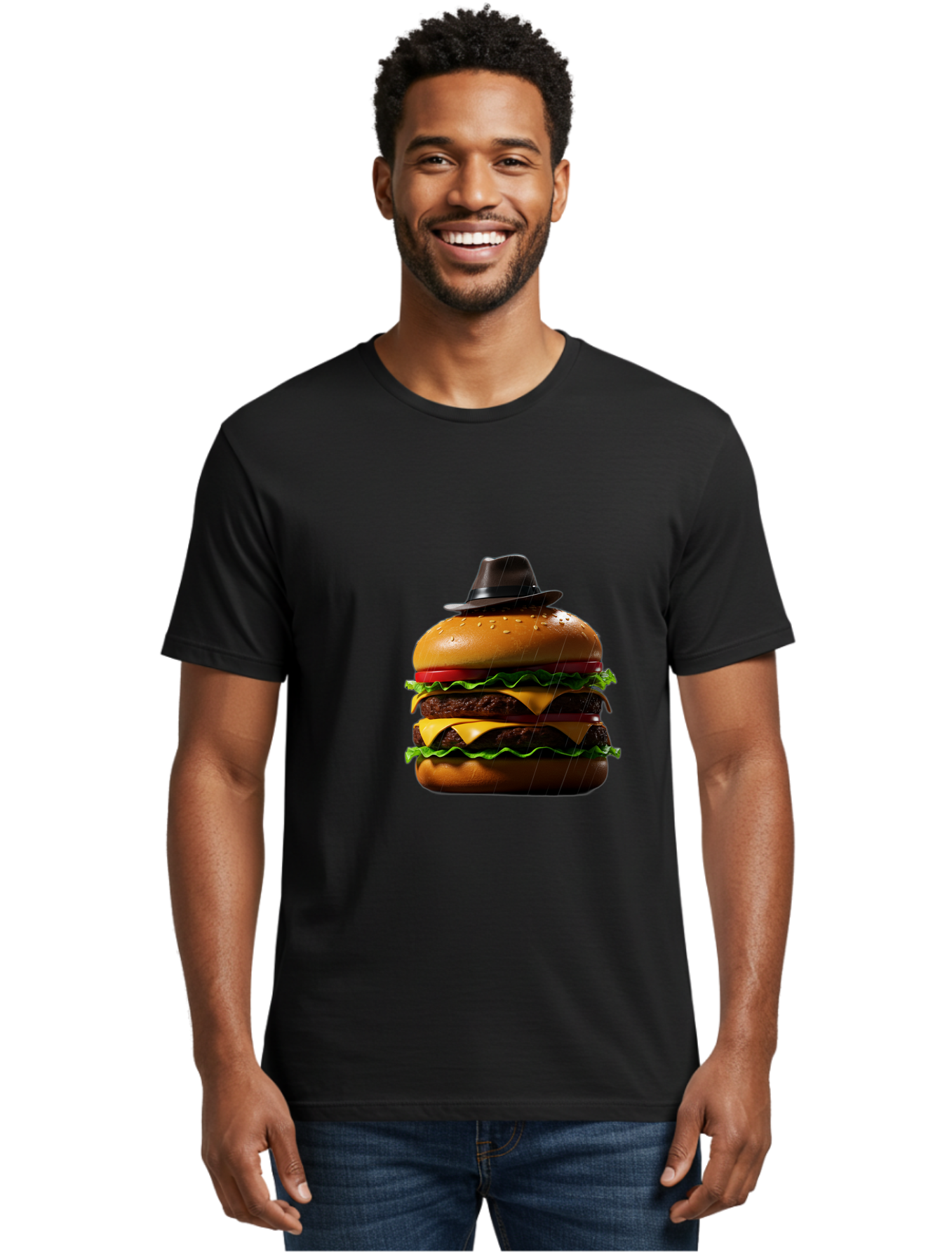 Double-Cheeseburger-With-Hat Men'S Graphic Tee, 100% Cotton, Comfortable Casual Summer Wear, Machine Washable, Vintage Camera, Old Camera, Antique Camera, Black Camera, Classic Photography, Photography Equipment, Nostalgic Device, Film Camera, Bam325