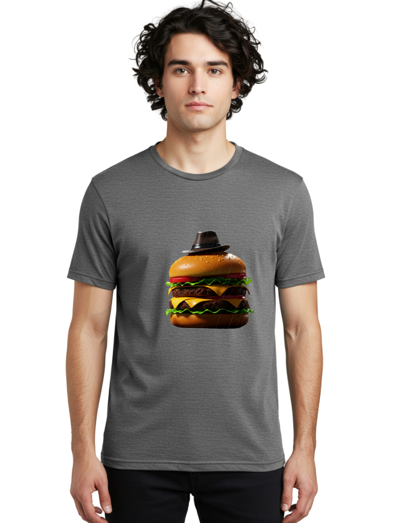 Double-Cheeseburger-With-Hat Men'S Graphic Tee, 100% Cotton, Comfortable Casual Summer Wear, Machine Washable, Vintage Camera, Old Camera, Antique Camera, Black Camera, Classic Photography, Photography Equipment, Nostalgic Device, Film Camera, Bam325