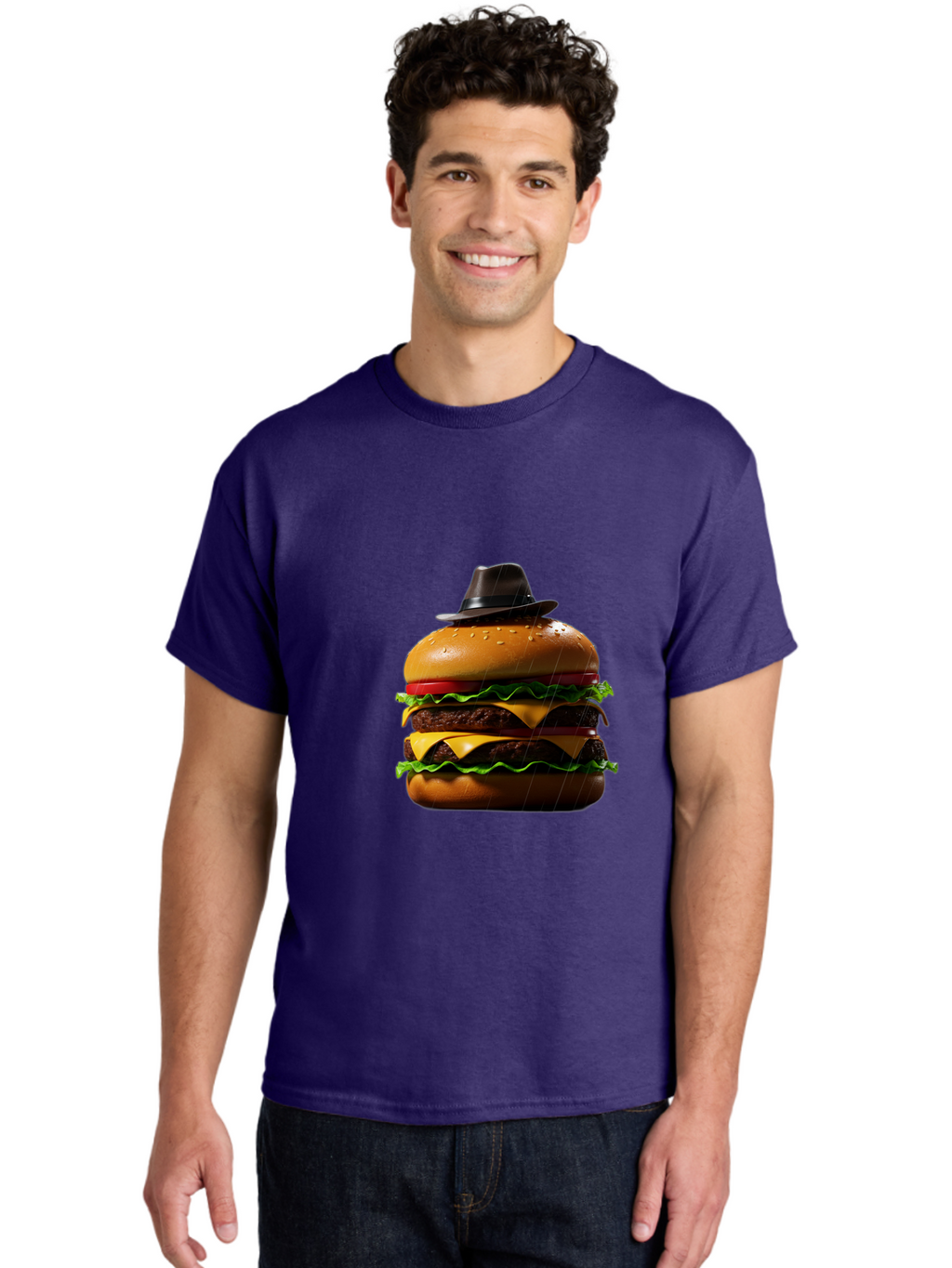 Double-Cheeseburger-With-Hat Men'S Graphic Tee, 100% Cotton, Comfortable Casual Summer Wear, Machine Washable, Vintage Camera, Old Camera, Antique Camera, Black Camera, Classic Photography, Photography Equipment, Nostalgic Device, Film Camera, Bam325