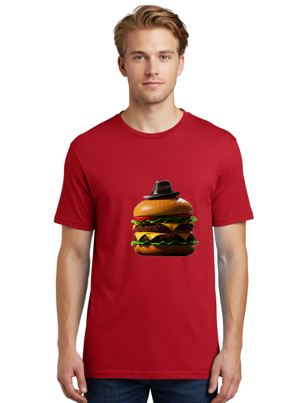 Double-Cheeseburger-With-Hat Men'S Graphic Tee, 100% Cotton, Comfortable Casual Summer Wear, Machine Washable, Vintage Camera, Old Camera, Antique Camera, Black Camera, Classic Photography, Photography Equipment, Nostalgic Device, Film Camera, Bam325