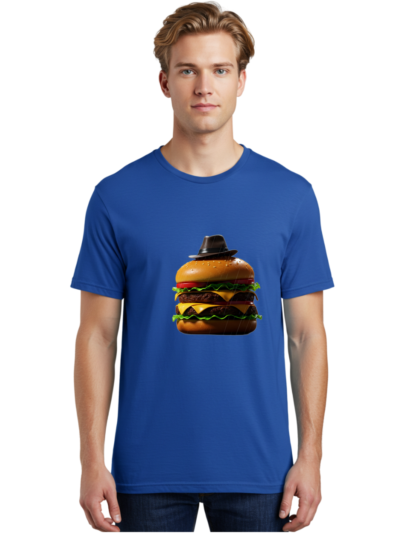 Double-Cheeseburger-With-Hat Men'S Graphic Tee, 100% Cotton, Comfortable Casual Summer Wear, Machine Washable, Vintage Camera, Old Camera, Antique Camera, Black Camera, Classic Photography, Photography Equipment, Nostalgic Device, Film Camera, Bam325