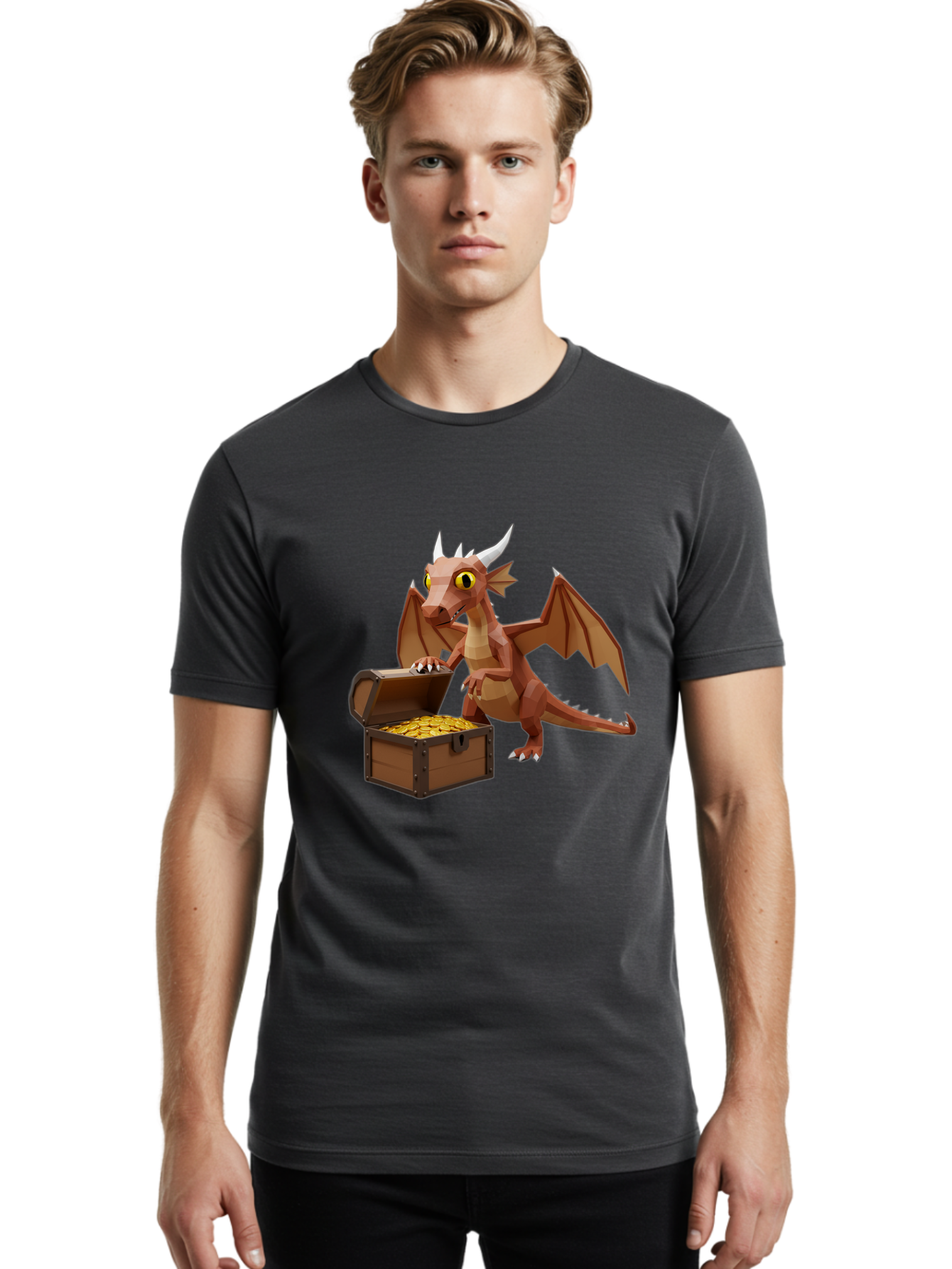 Dragon-With-Treasure-Chest Men'S Graphic Tee, 100% Cotton, Comfortable Casual Summer Wear, Machine Washable, Vintage Camera, Old Camera, Antique Camera, Black Camera, Classic Photography, Photography Equipment, Nostalgic Device, Film Camera, Bam333