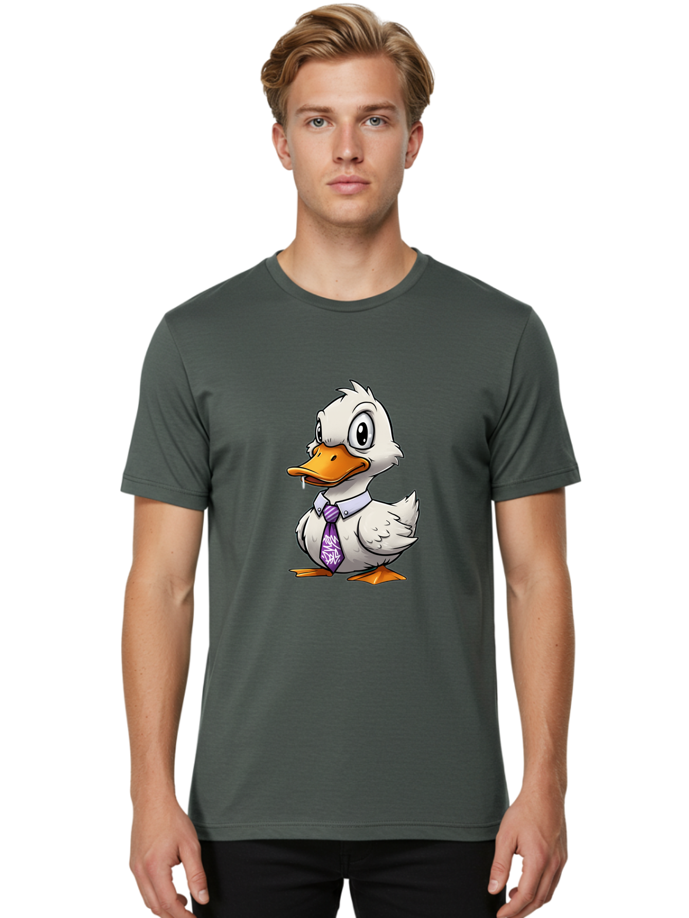 Duck-In-Suit-1 Men'S Graphic Tee, 100% Cotton, Comfortable Casual Summer Wear, Machine Washable, Vintage Camera, Old Camera, Antique Camera, Black Camera, Classic Photography, Photography Equipment, Nostalgic Device, Film Camera, Camera Art Bam339