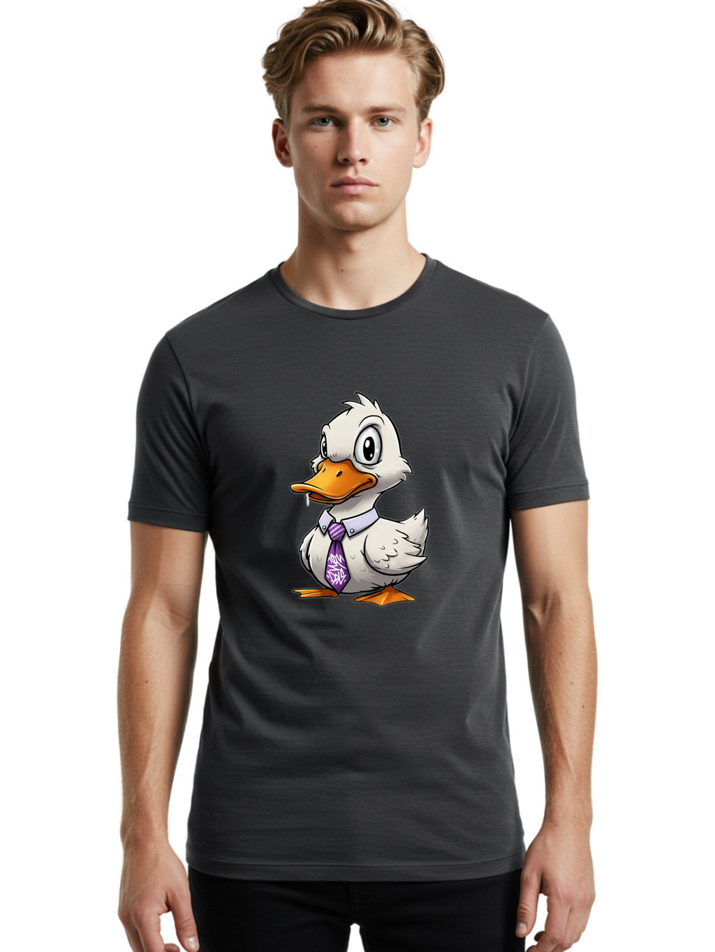 Duck-In-Suit-1 Men'S Graphic Tee, 100% Cotton, Comfortable Casual Summer Wear, Machine Washable, Vintage Camera, Old Camera, Antique Camera, Black Camera, Classic Photography, Photography Equipment, Nostalgic Device, Film Camera, Camera Art Bam339