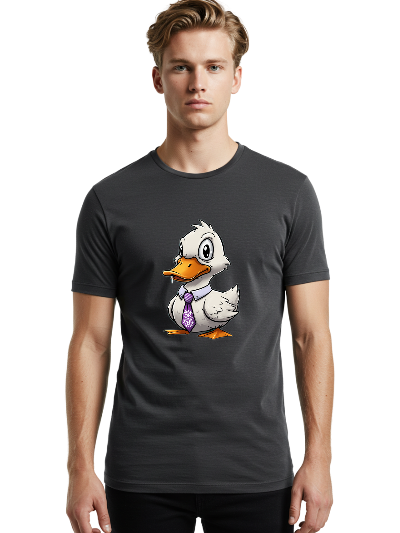 Duck-In-Suit-1 Men'S Graphic Tee, 100% Cotton, Comfortable Casual Summer Wear, Machine Washable, Vintage Camera, Old Camera, Antique Camera, Black Camera, Classic Photography, Photography Equipment, Nostalgic Device, Film Camera, Camera Art Bam339