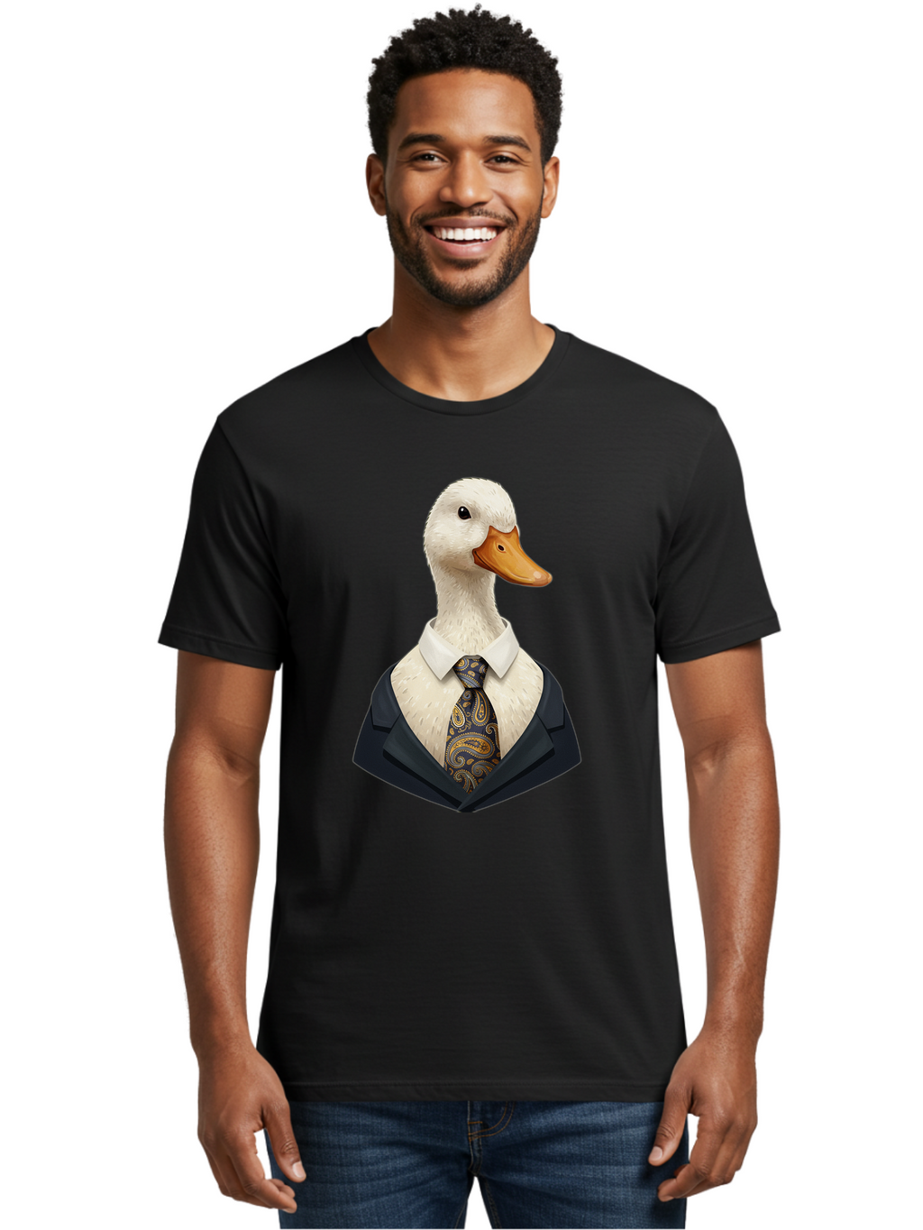 Duck-In-Suit-4 Men'S Graphic Tee, 100% Cotton, Comfortable Casual Summer Wear, Machine Washable, Vintage Camera, Old Camera, Antique Camera, Black Camera, Classic Photography, Photography Equipment, Nostalgic Device, Film Camera, Camera Art Bam342