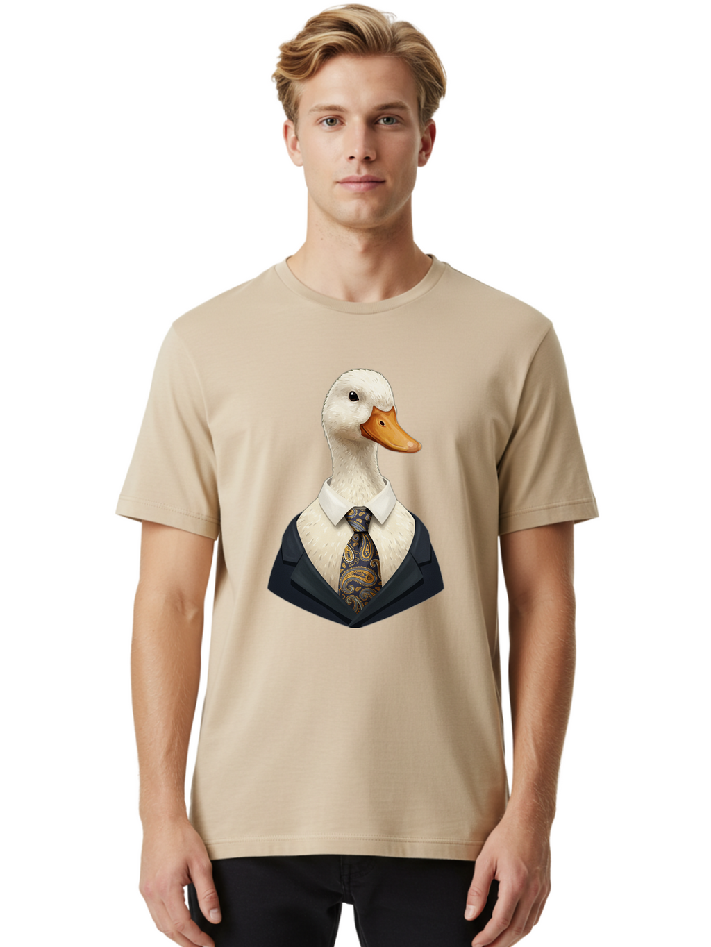 Duck-In-Suit-4 Men'S Graphic Tee, 100% Cotton, Comfortable Casual Summer Wear, Machine Washable, Vintage Camera, Old Camera, Antique Camera, Black Camera, Classic Photography, Photography Equipment, Nostalgic Device, Film Camera, Camera Art Bam342