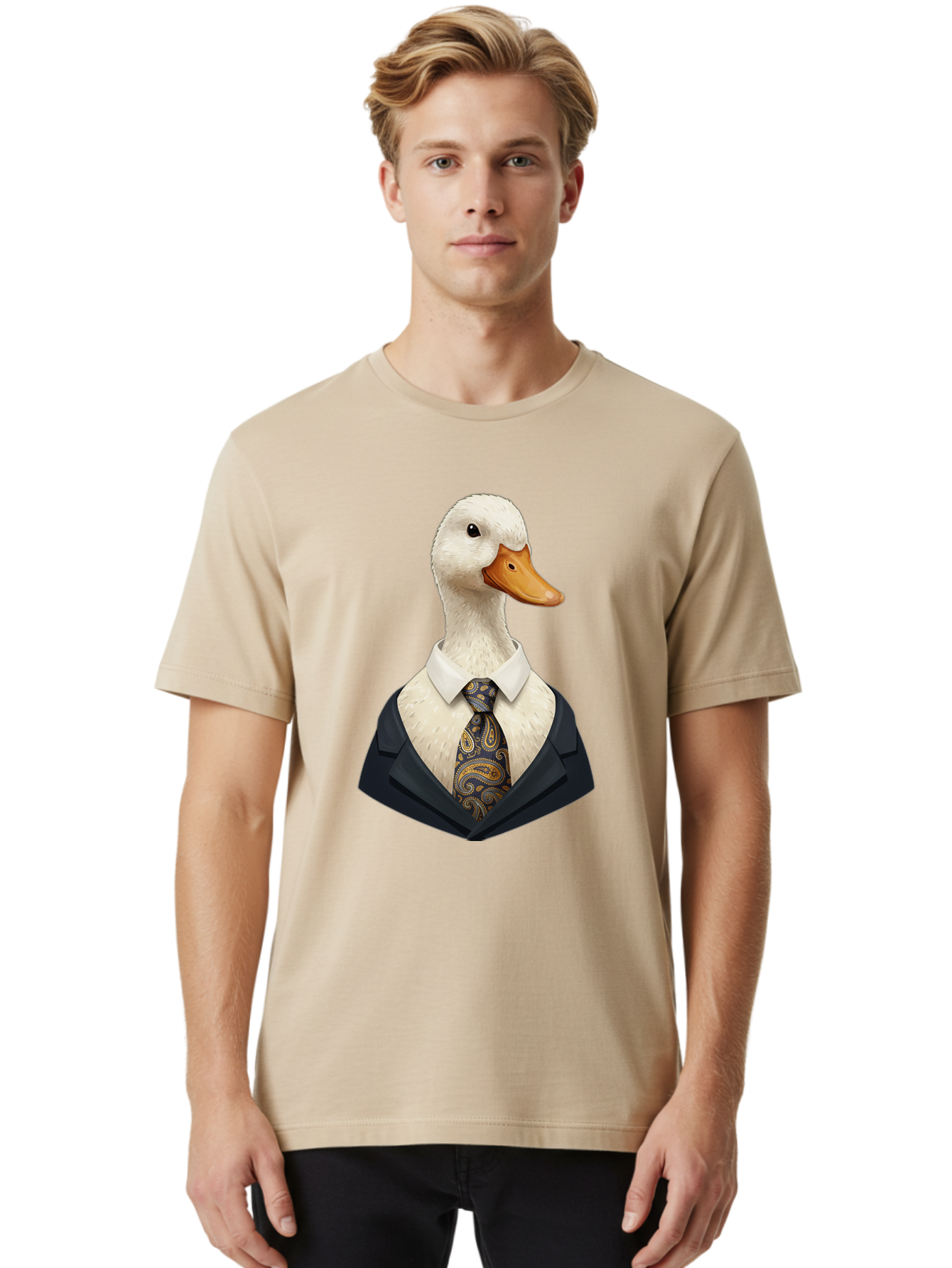 Duck-In-Suit-4 Men'S Graphic Tee, 100% Cotton, Comfortable Casual Summer Wear, Machine Washable, Vintage Camera, Old Camera, Antique Camera, Black Camera, Classic Photography, Photography Equipment, Nostalgic Device, Film Camera, Camera Art Bam342
