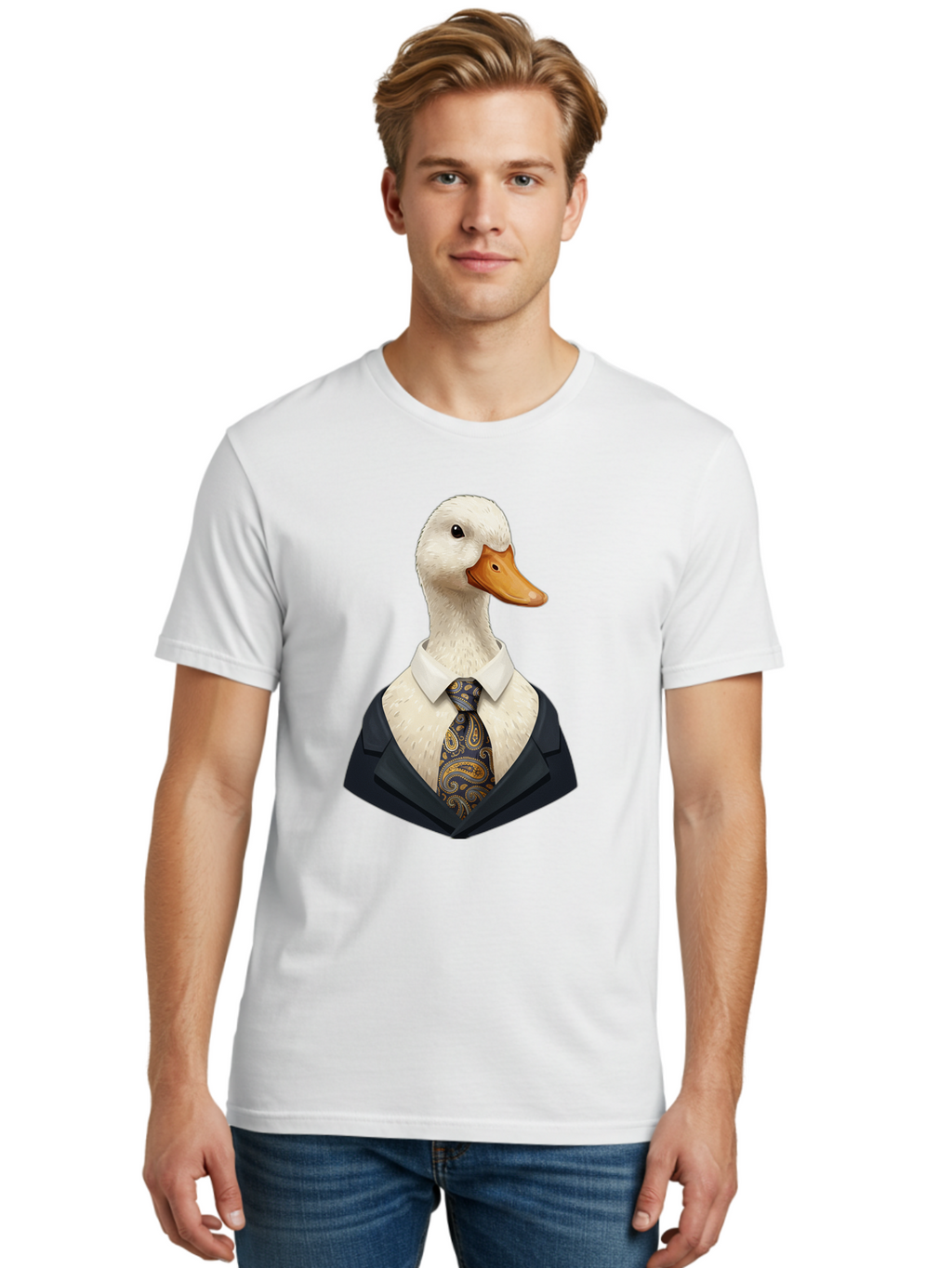 Duck-In-Suit-4 Men'S Graphic Tee, 100% Cotton, Comfortable Casual Summer Wear, Machine Washable, Vintage Camera, Old Camera, Antique Camera, Black Camera, Classic Photography, Photography Equipment, Nostalgic Device, Film Camera, Camera Art Bam342