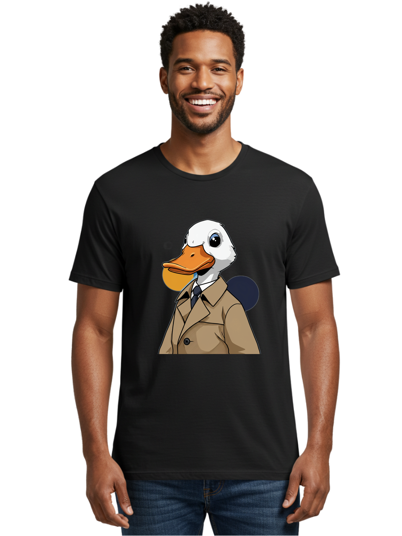 Duck-In-Suit-5 Men'S Graphic Tee, 100% Cotton, Comfortable Casual Summer Wear, Machine Washable, Vintage Camera, Old Camera, Antique Camera, Black Camera, Classic Photography, Photography Equipment, Nostalgic Device, Film Camera, Camera Art Bam343