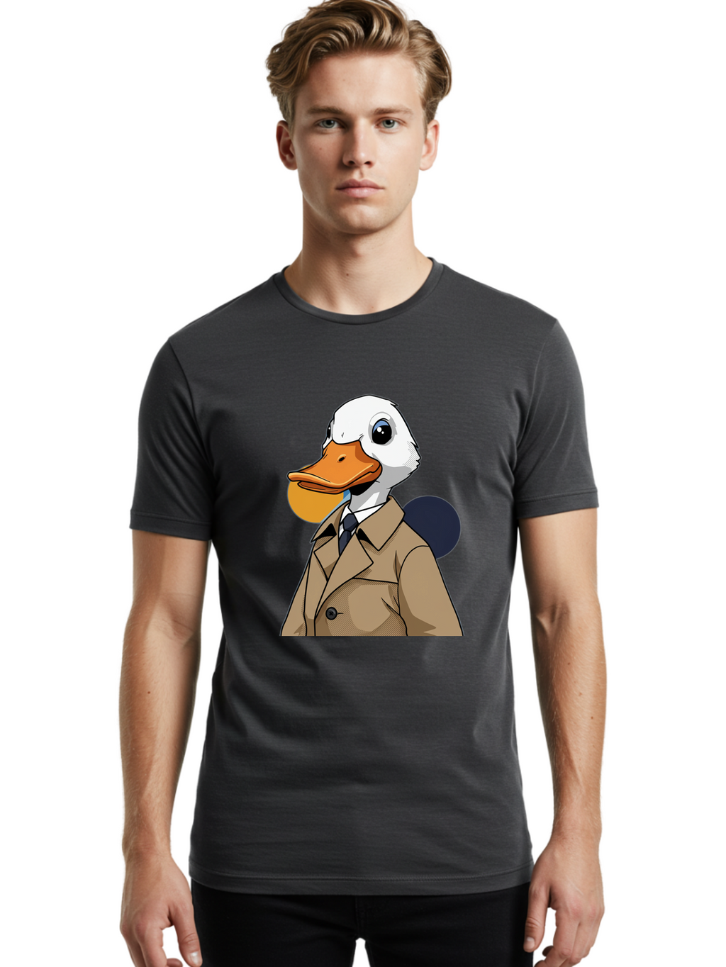 Duck-In-Suit-5 Men'S Graphic Tee, 100% Cotton, Comfortable Casual Summer Wear, Machine Washable, Vintage Camera, Old Camera, Antique Camera, Black Camera, Classic Photography, Photography Equipment, Nostalgic Device, Film Camera, Camera Art Bam343