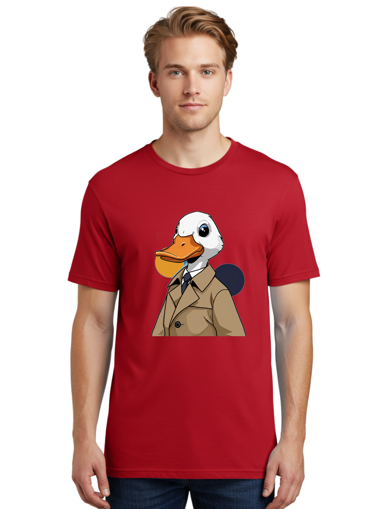 Duck-In-Suit-5 Men'S Graphic Tee, 100% Cotton, Comfortable Casual Summer Wear, Machine Washable, Vintage Camera, Old Camera, Antique Camera, Black Camera, Classic Photography, Photography Equipment, Nostalgic Device, Film Camera, Camera Art Bam343