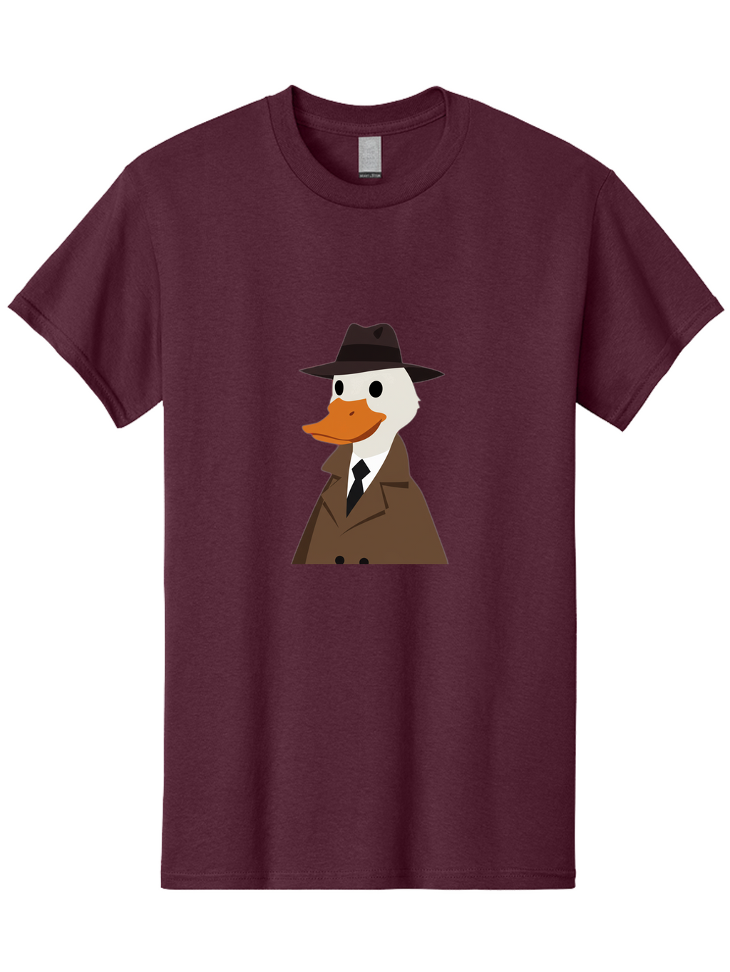 Duck-In-Trench-Coat-And-Fedora Men'S Graphic Tee, 100% Cotton, Comfortable Casual Summer Wear, Machine Washable, Vintage Camera, Old Camera, Antique Camera, Black Camera, Classic Photography, Photography Equipment, Nostalgic Device, Bam347