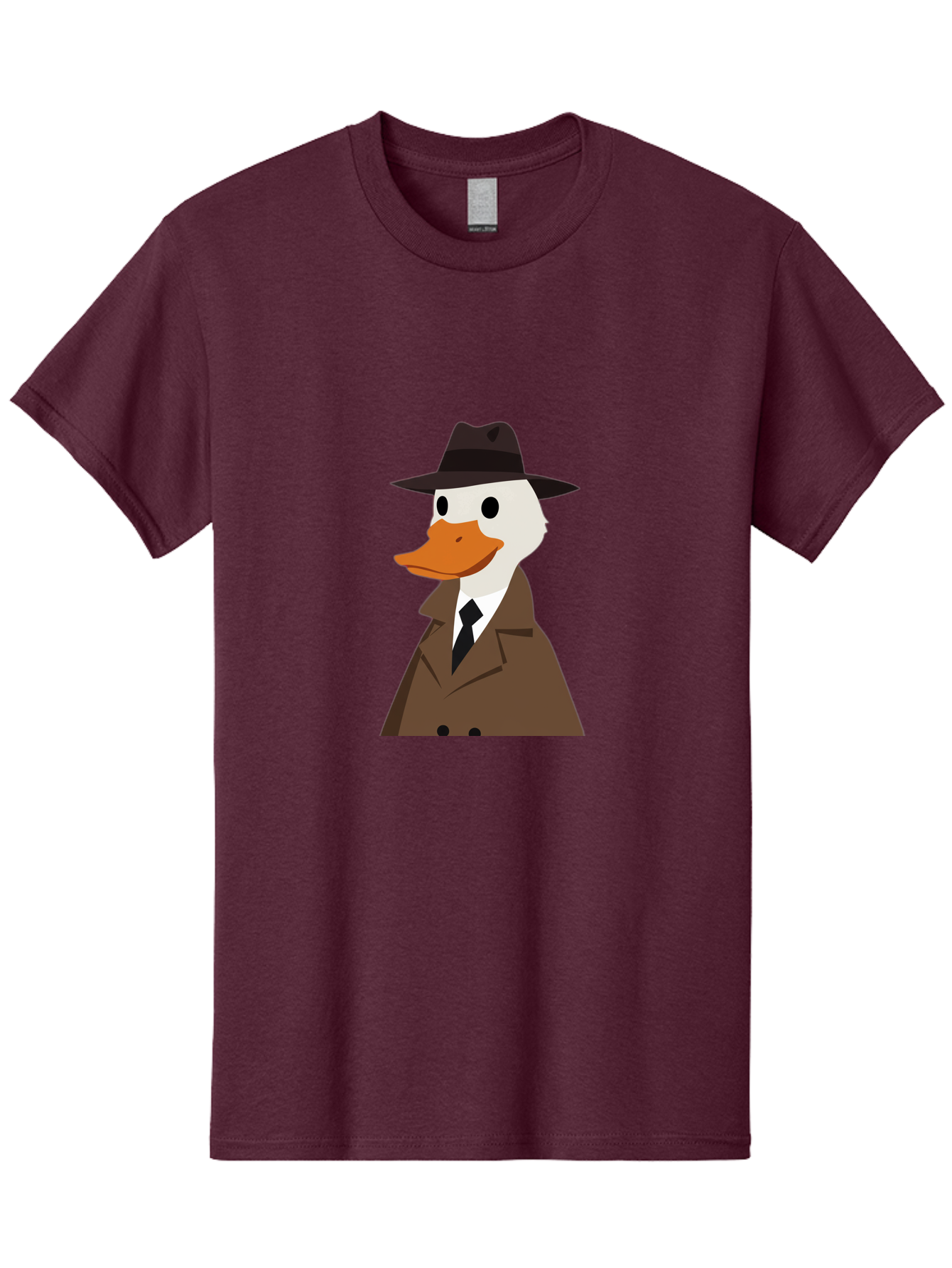 Duck-In-Trench-Coat-And-Fedora Men'S Graphic Tee, 100% Cotton, Comfortable Casual Summer Wear, Machine Washable, Vintage Camera, Old Camera, Antique Camera, Black Camera, Classic Photography, Photography Equipment, Nostalgic Device, Bam347