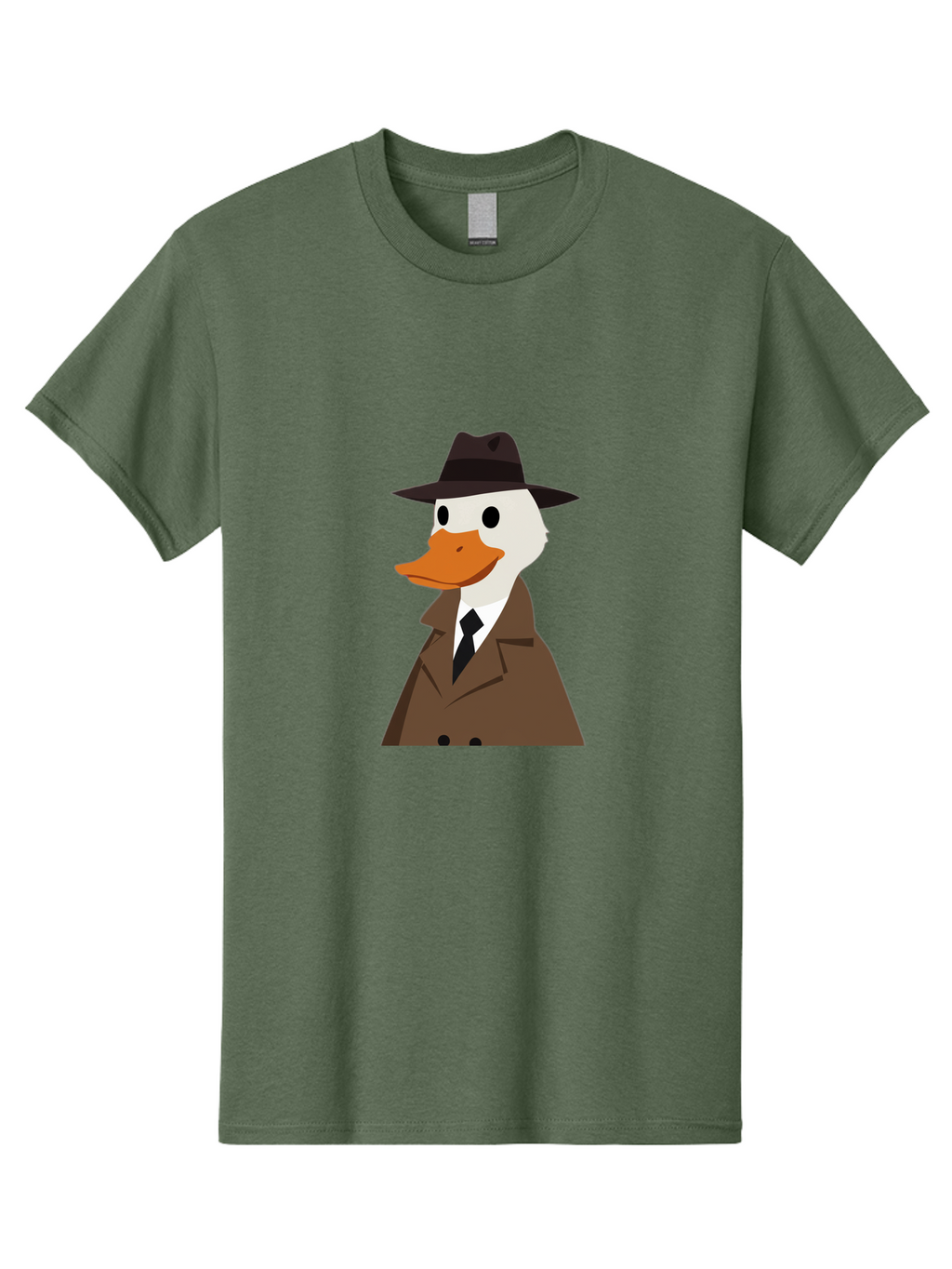 Duck-In-Trench-Coat-And-Fedora Men'S Graphic Tee, 100% Cotton, Comfortable Casual Summer Wear, Machine Washable, Vintage Camera, Old Camera, Antique Camera, Black Camera, Classic Photography, Photography Equipment, Nostalgic Device, Bam347