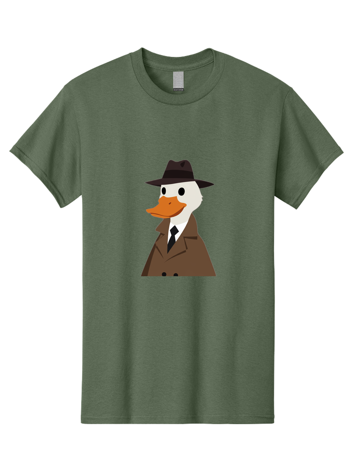 Duck-In-Trench-Coat-And-Fedora Men'S Graphic Tee, 100% Cotton, Comfortable Casual Summer Wear, Machine Washable, Vintage Camera, Old Camera, Antique Camera, Black Camera, Classic Photography, Photography Equipment, Nostalgic Device, Bam347