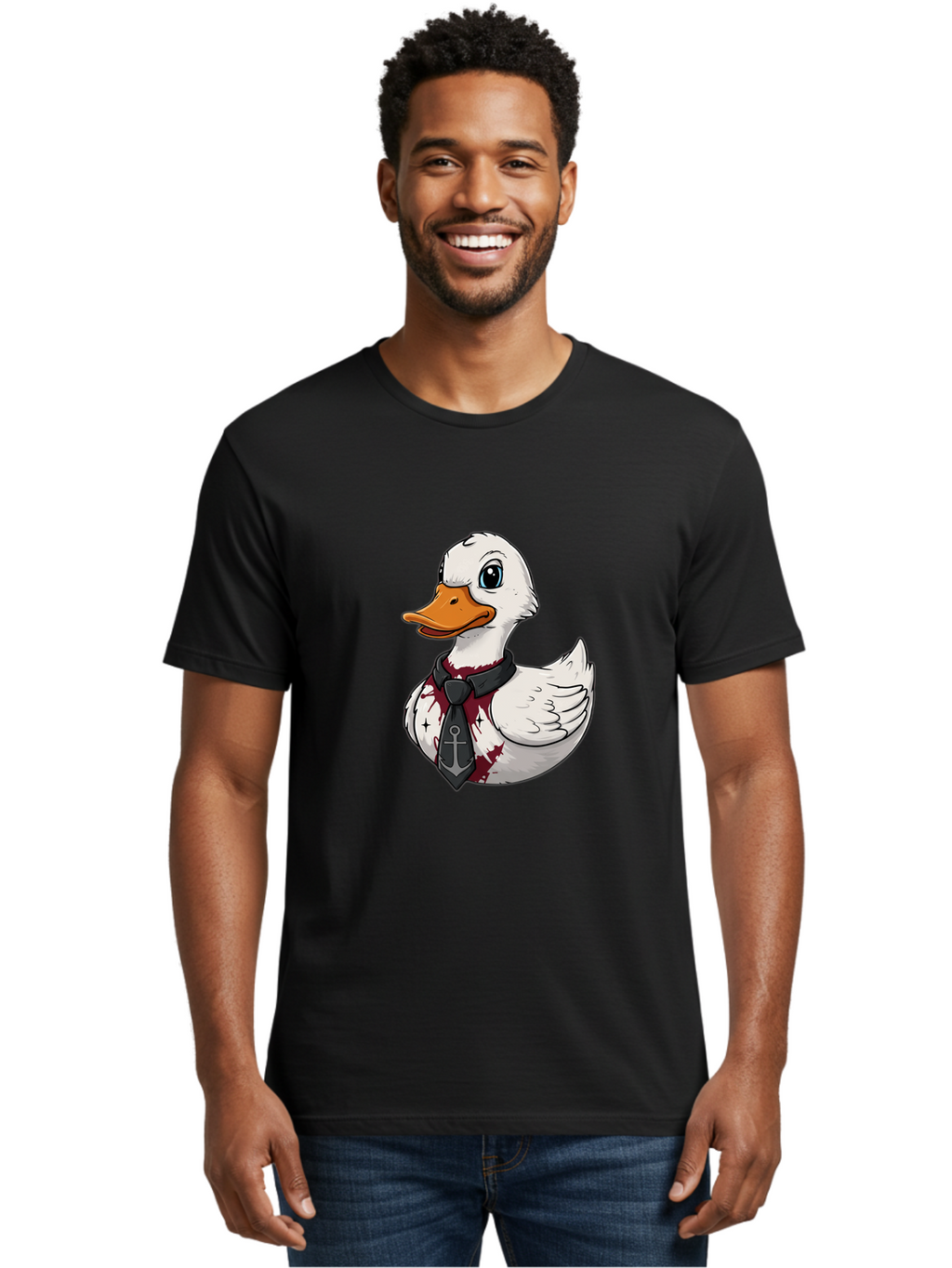 Duck-Necktie-Anchor Men'S Graphic Tee, 100% Cotton, Comfortable Casual Summer Wear, Machine Washable, Vintage Camera, Old Camera, Antique Camera, Black Camera, Classic Photography, Photography Equipment, Nostalgic Device, Film Camera, Bam348