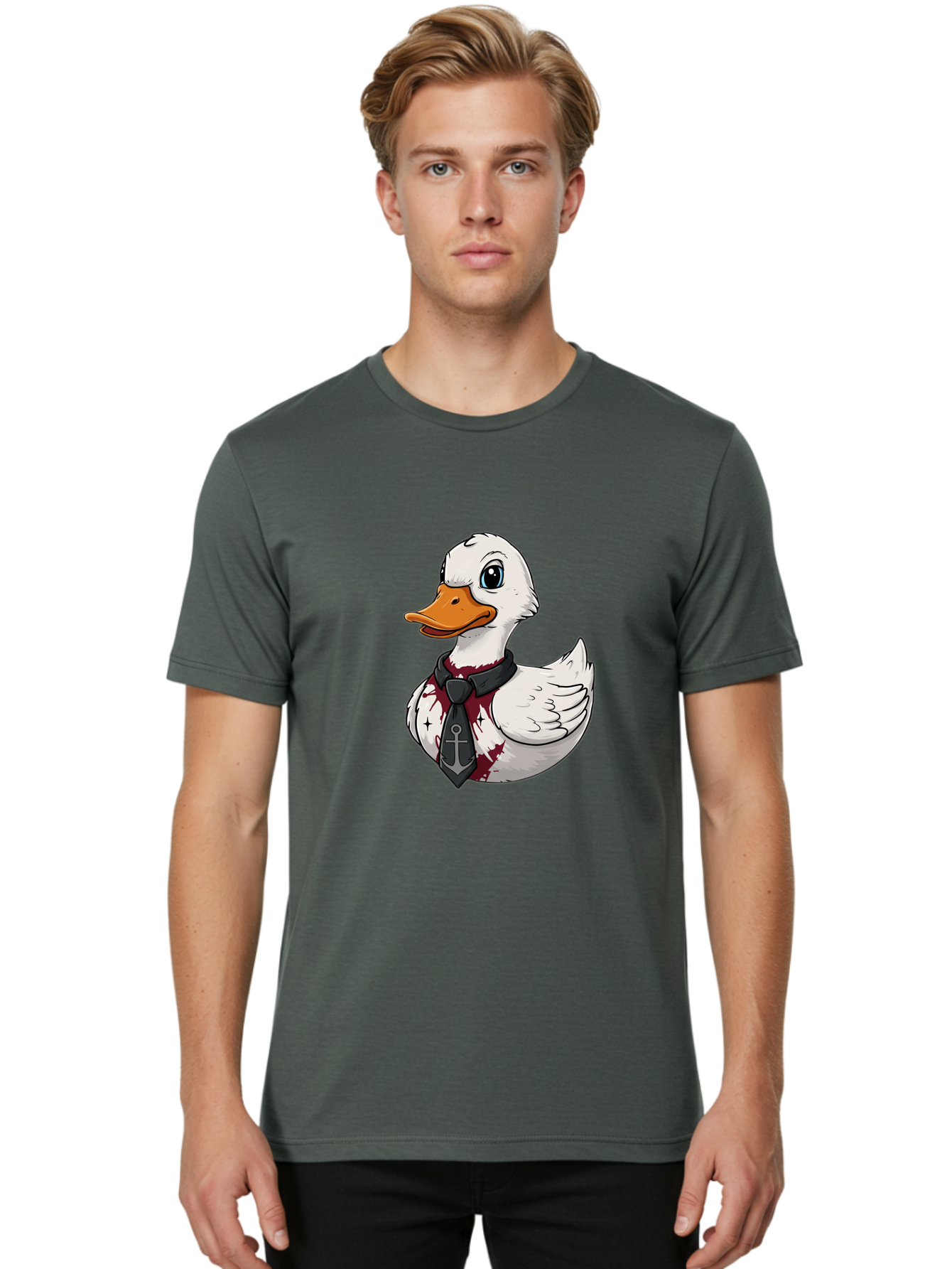 Duck-Necktie-Anchor Men'S Graphic Tee, 100% Cotton, Comfortable Casual Summer Wear, Machine Washable, Vintage Camera, Old Camera, Antique Camera, Black Camera, Classic Photography, Photography Equipment, Nostalgic Device, Film Camera, Bam348