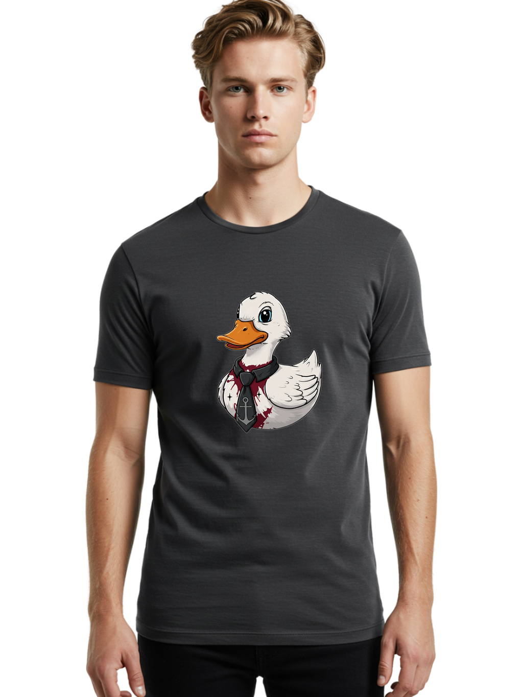 Duck-Necktie-Anchor Men'S Graphic Tee, 100% Cotton, Comfortable Casual Summer Wear, Machine Washable, Vintage Camera, Old Camera, Antique Camera, Black Camera, Classic Photography, Photography Equipment, Nostalgic Device, Film Camera, Bam348