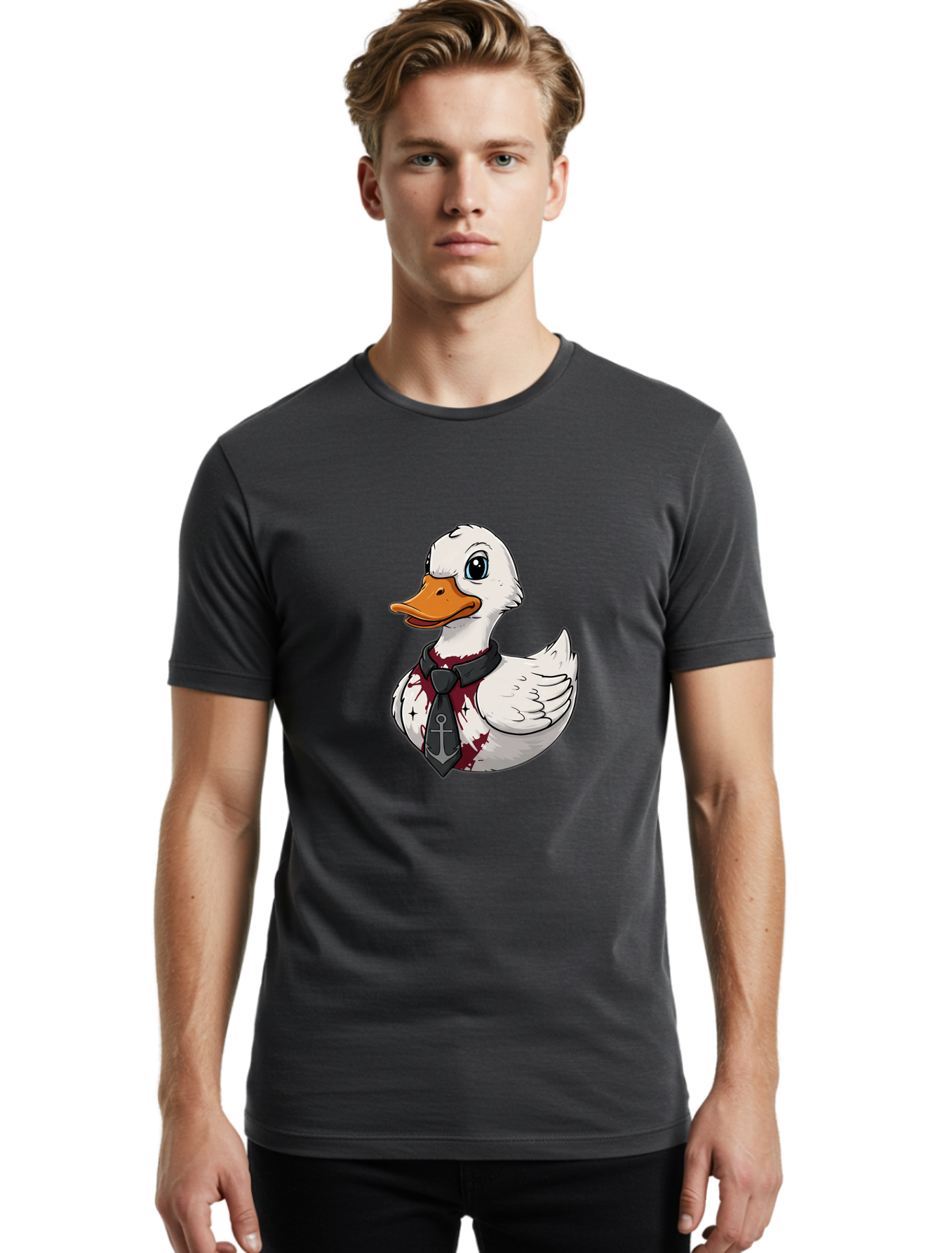 Duck-Necktie-Anchor Men'S Graphic Tee, 100% Cotton, Comfortable Casual Summer Wear, Machine Washable, Vintage Camera, Old Camera, Antique Camera, Black Camera, Classic Photography, Photography Equipment, Nostalgic Device, Film Camera, Bam348