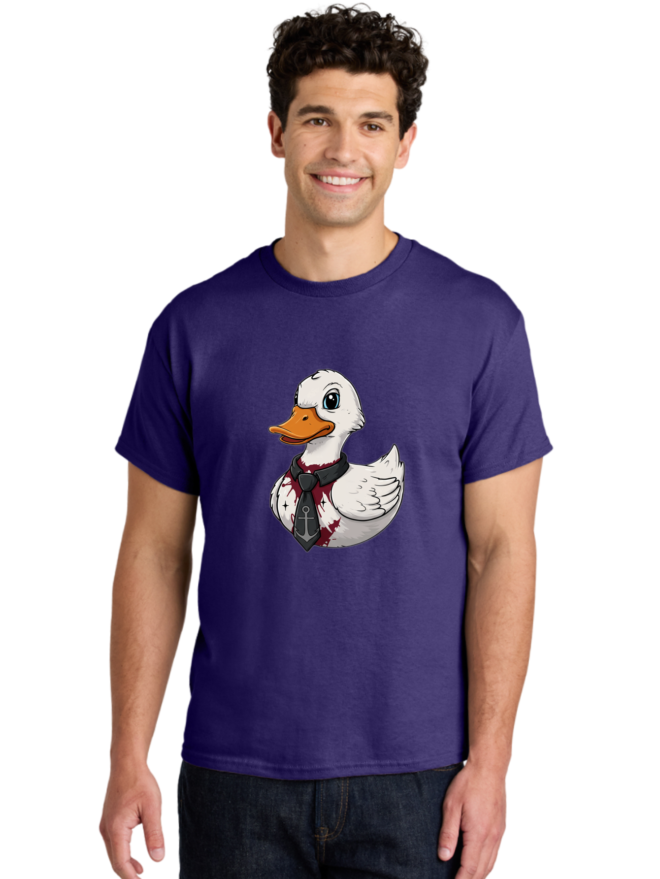 Duck-Necktie-Anchor Men'S Graphic Tee, 100% Cotton, Comfortable Casual Summer Wear, Machine Washable, Vintage Camera, Old Camera, Antique Camera, Black Camera, Classic Photography, Photography Equipment, Nostalgic Device, Film Camera, Bam348