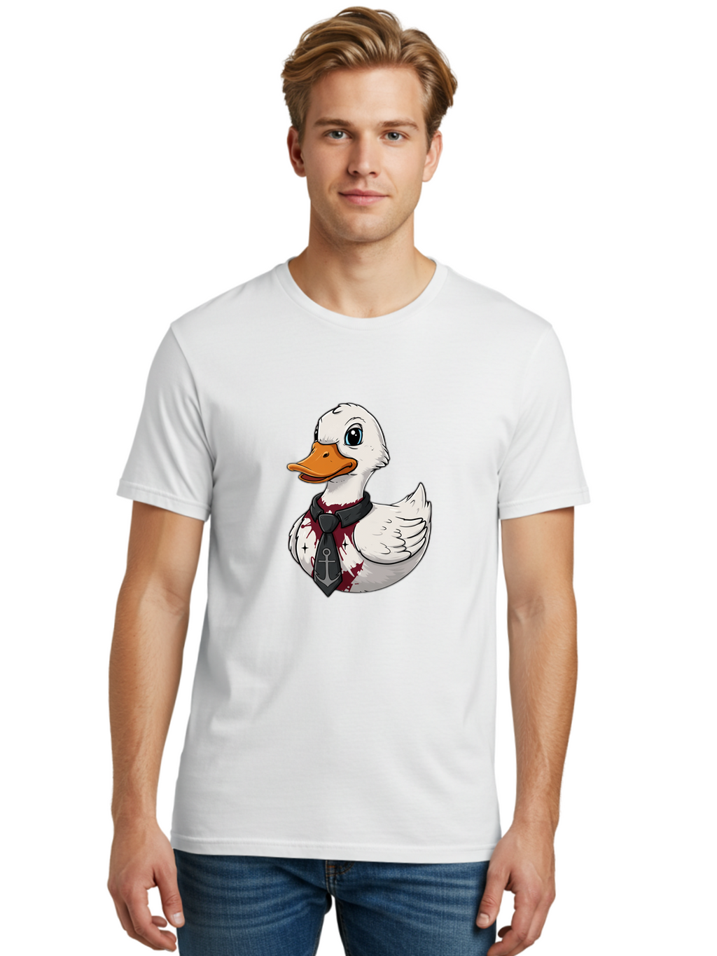 Duck-Necktie-Anchor Men'S Graphic Tee, 100% Cotton, Comfortable Casual Summer Wear, Machine Washable, Vintage Camera, Old Camera, Antique Camera, Black Camera, Classic Photography, Photography Equipment, Nostalgic Device, Film Camera, Bam348