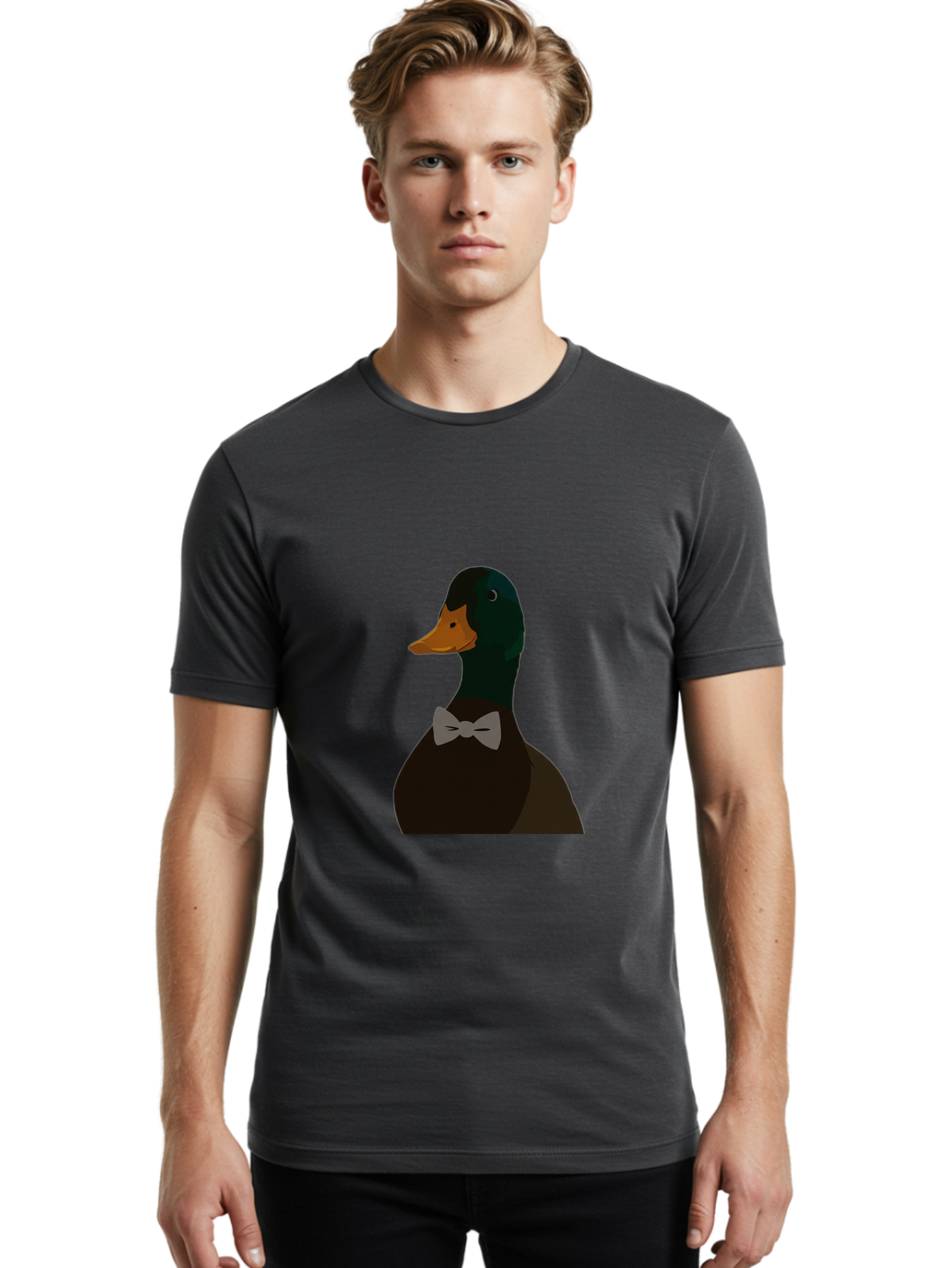 Duck-With-Bow-Tie Men'S Graphic Tee, 100% Cotton, Comfortable Casual Summer Wear, Machine Washable, Vintage Camera, Old Camera, Antique Camera, Black Camera, Classic Photography, Photography Equipment, Nostalgic Device, Film Camera, Camera Art Bam349