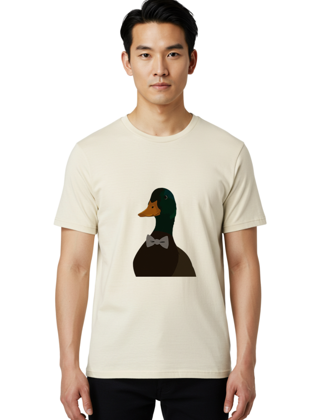 Duck-With-Bow-Tie Men'S Graphic Tee, 100% Cotton, Comfortable Casual Summer Wear, Machine Washable, Vintage Camera, Old Camera, Antique Camera, Black Camera, Classic Photography, Photography Equipment, Nostalgic Device, Film Camera, Camera Art Bam349