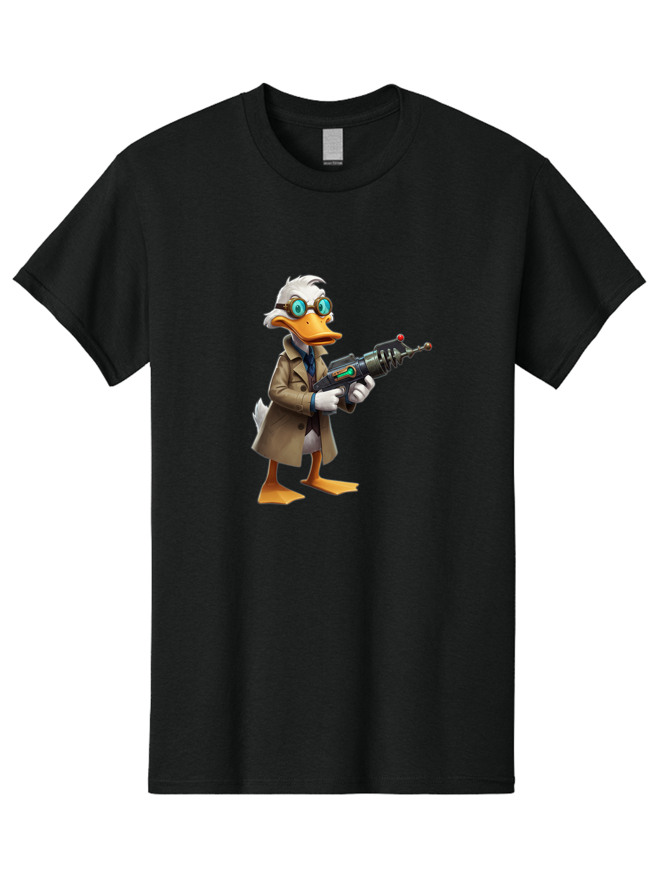 Duck-With-Ray-Gun Men'S Graphic Tee, 100% Cotton, Comfortable Casual Summer Wear, Machine Washable, Vintage Camera, Old Camera, Antique Camera, Black Camera, Classic Photography, Photography Equipment, Nostalgic Device, Film Camera, Camera Art Bam350