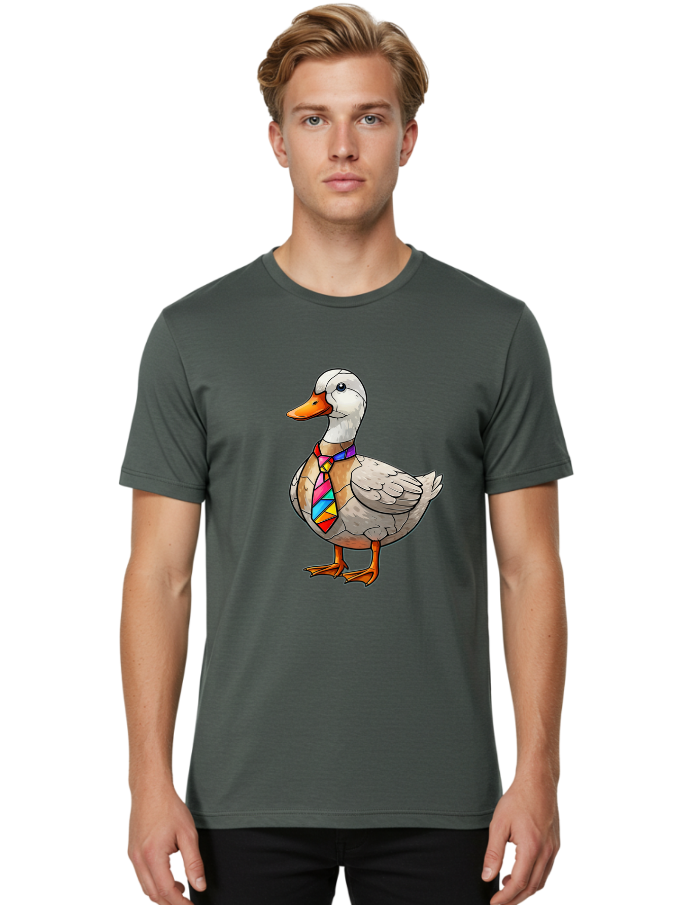 Duck-With-Tie Men'S Graphic Tee, 100% Cotton, Comfortable Casual Summer Wear, Machine Washable, Vintage Camera, Old Camera, Antique Camera, Black Camera, Classic Photography, Photography Equipment, Nostalgic Device, Film Camera, Camera Art Bam351