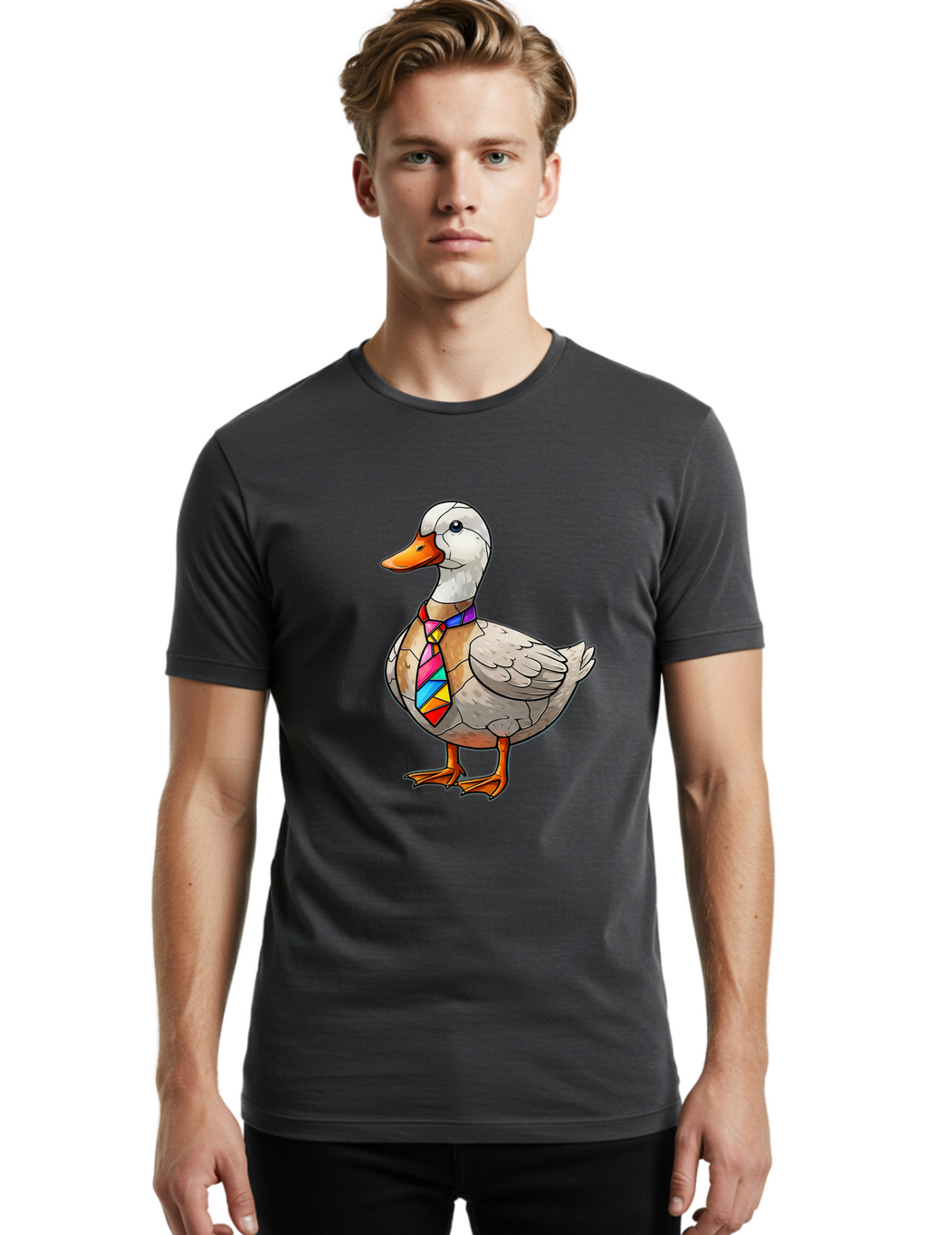 Duck-With-Tie Men'S Graphic Tee, 100% Cotton, Comfortable Casual Summer Wear, Machine Washable, Vintage Camera, Old Camera, Antique Camera, Black Camera, Classic Photography, Photography Equipment, Nostalgic Device, Film Camera, Camera Art Bam351