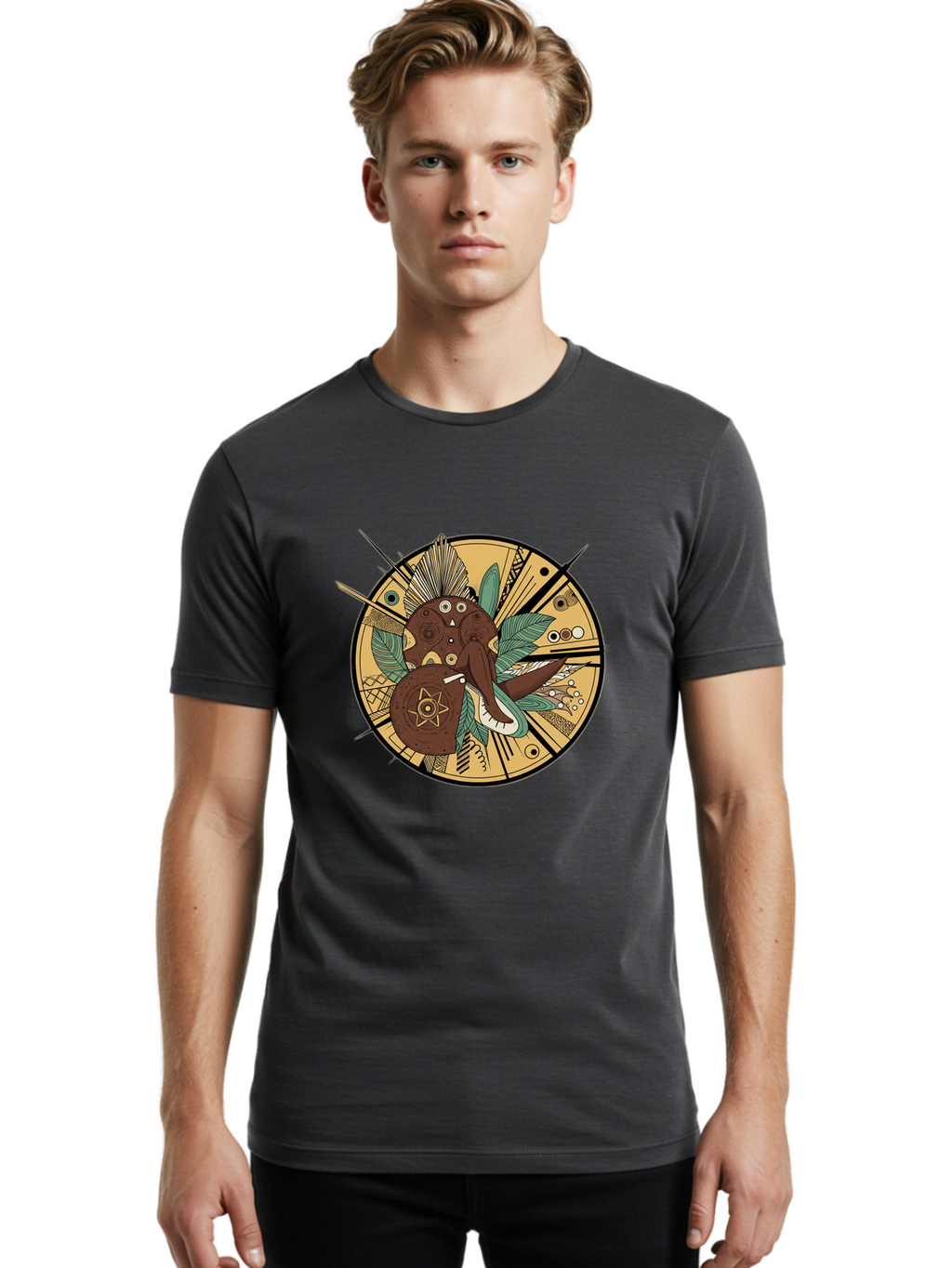 Eagle-Head-Sacred-Geometry Men'S Graphic Tee, 100% Cotton, Comfortable Casual Summer Wear, Machine Washable, Vintage Camera, Old Camera, Antique Camera, Black Camera, Classic Photography, Photography Equipment, Nostalgic Device, Film Camera, Bam352