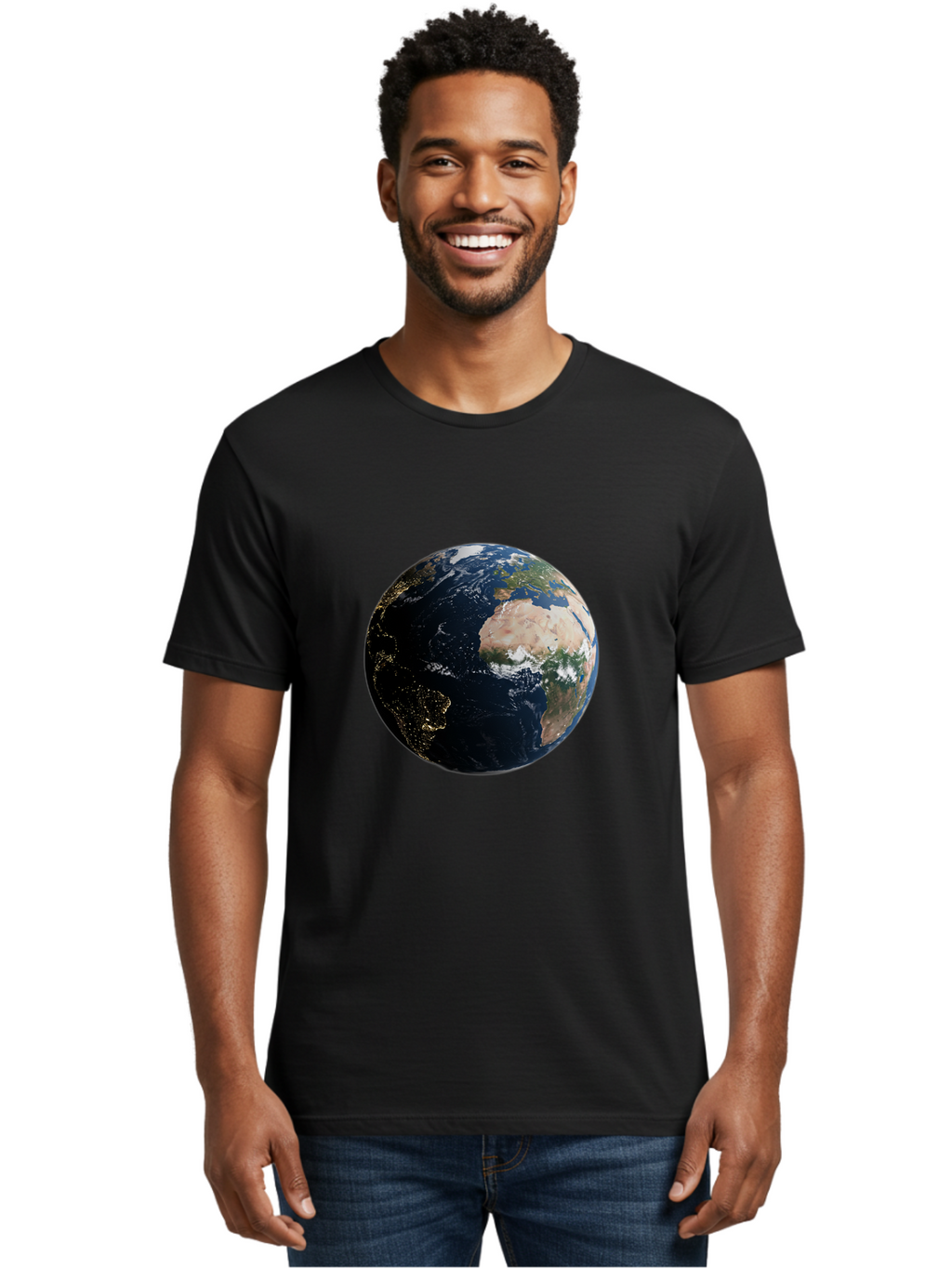 Earth-From-Space-1 Men'S Graphic Tee, 100% Cotton, Comfortable Casual Summer Wear, Machine Washable, Vintage Camera, Old Camera, Antique Camera, Black Camera, Classic Photography, Photography Equipment, Nostalgic Device, Film Camera, Bam356