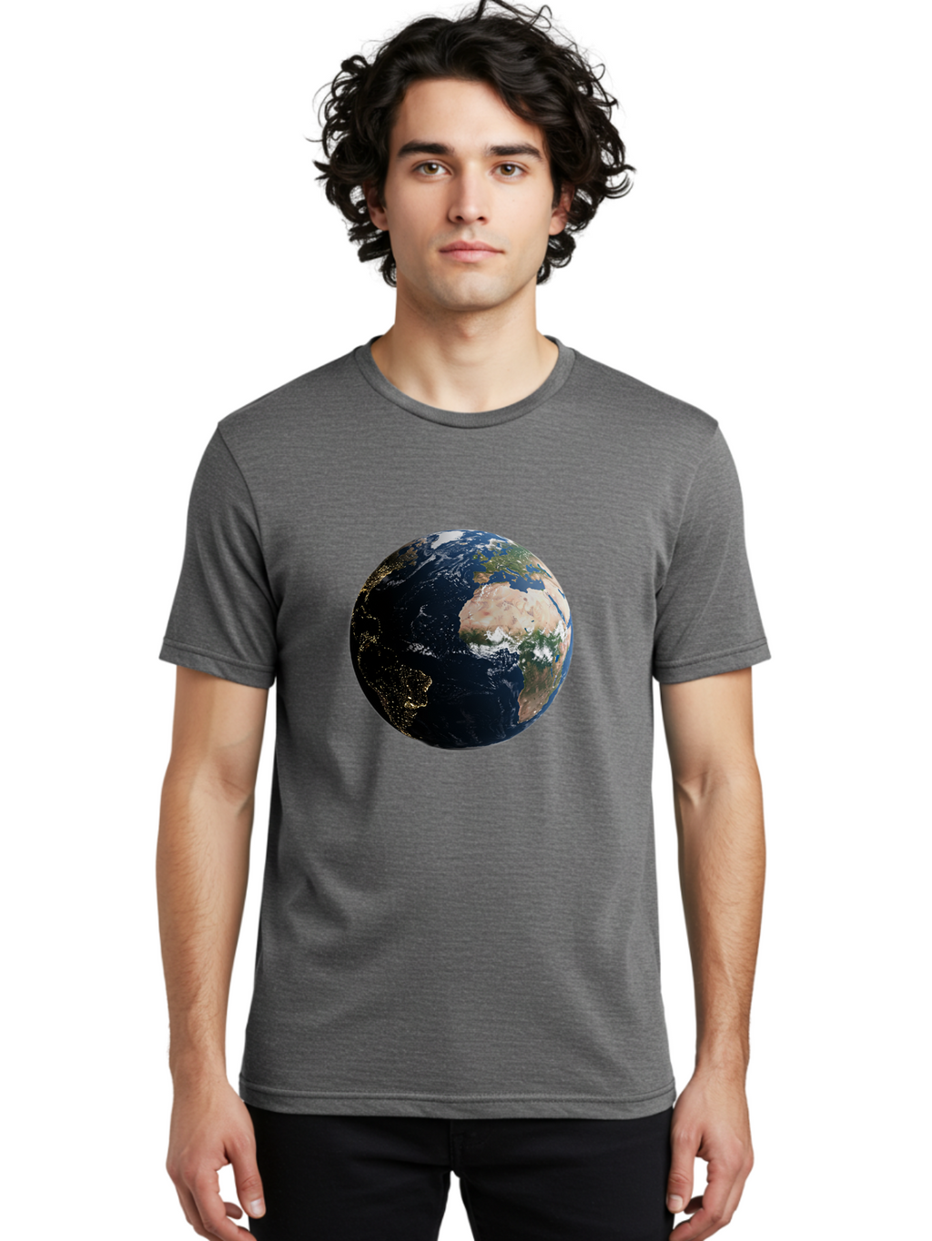 Earth-From-Space-1 Men'S Graphic Tee, 100% Cotton, Comfortable Casual Summer Wear, Machine Washable, Vintage Camera, Old Camera, Antique Camera, Black Camera, Classic Photography, Photography Equipment, Nostalgic Device, Film Camera, Bam356