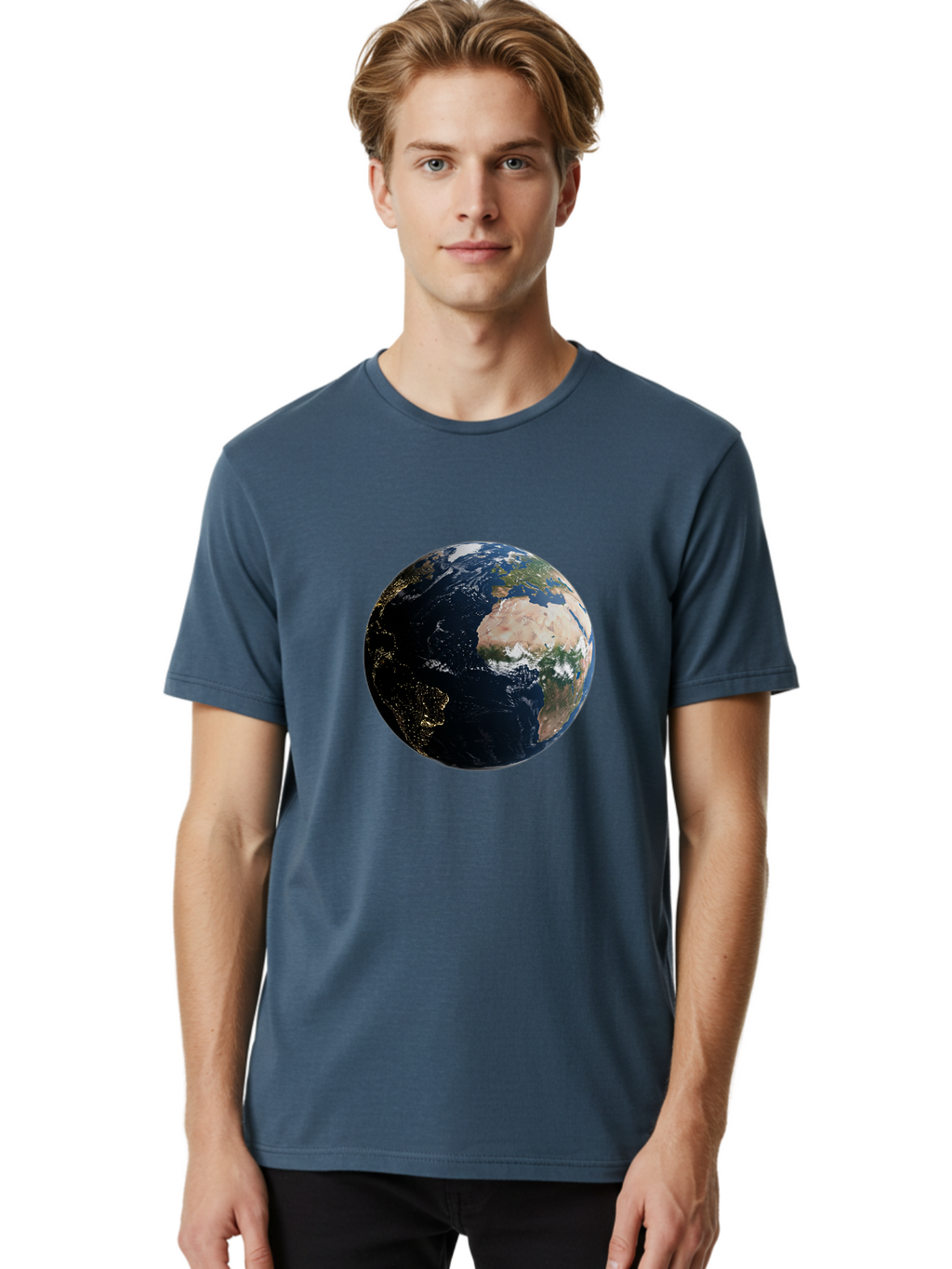 Earth-From-Space-1 Men'S Graphic Tee, 100% Cotton, Comfortable Casual Summer Wear, Machine Washable, Vintage Camera, Old Camera, Antique Camera, Black Camera, Classic Photography, Photography Equipment, Nostalgic Device, Film Camera, Bam356
