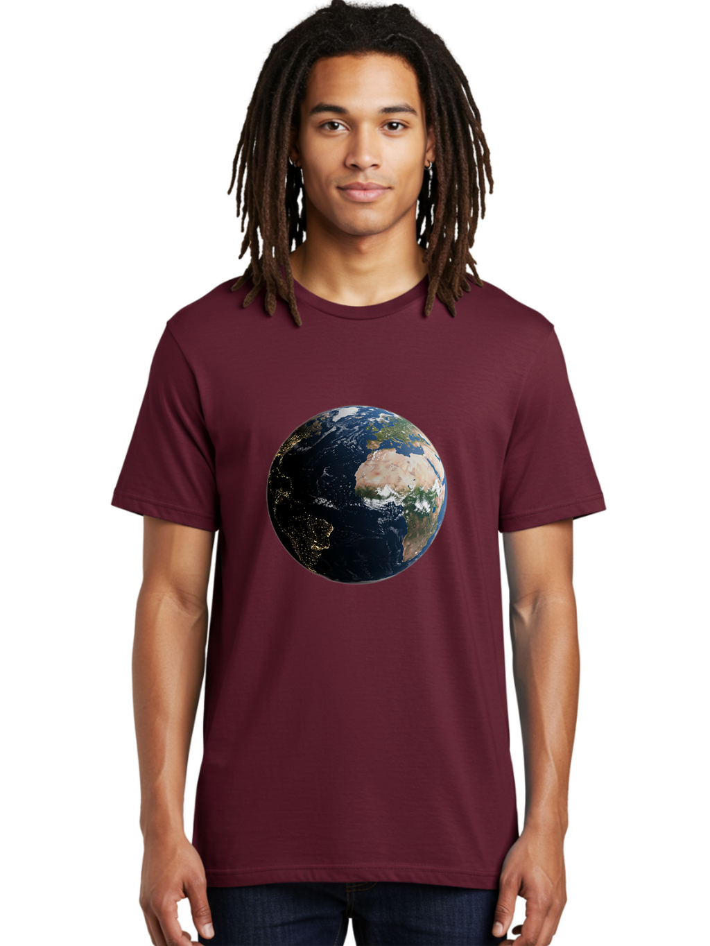 Earth-From-Space-1 Men'S Graphic Tee, 100% Cotton, Comfortable Casual Summer Wear, Machine Washable, Vintage Camera, Old Camera, Antique Camera, Black Camera, Classic Photography, Photography Equipment, Nostalgic Device, Film Camera, Bam356