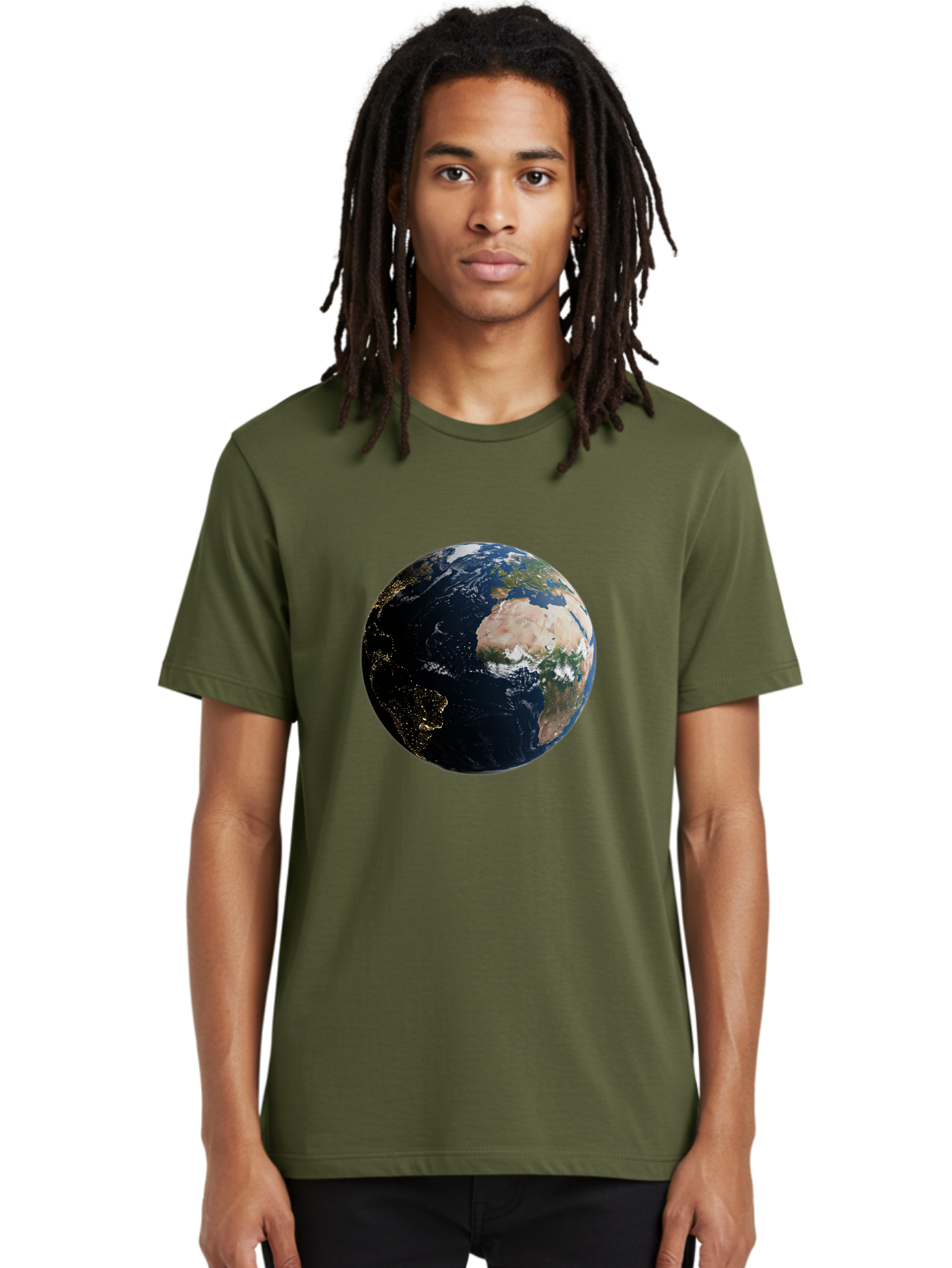Earth-From-Space-1 Men'S Graphic Tee, 100% Cotton, Comfortable Casual Summer Wear, Machine Washable, Vintage Camera, Old Camera, Antique Camera, Black Camera, Classic Photography, Photography Equipment, Nostalgic Device, Film Camera, Bam356