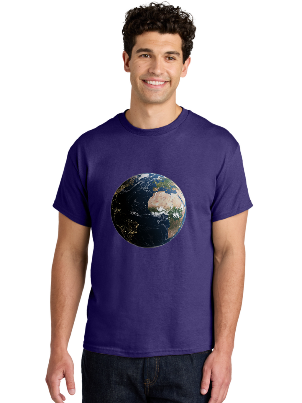 Earth-From-Space-1 Men'S Graphic Tee, 100% Cotton, Comfortable Casual Summer Wear, Machine Washable, Vintage Camera, Old Camera, Antique Camera, Black Camera, Classic Photography, Photography Equipment, Nostalgic Device, Film Camera, Bam356